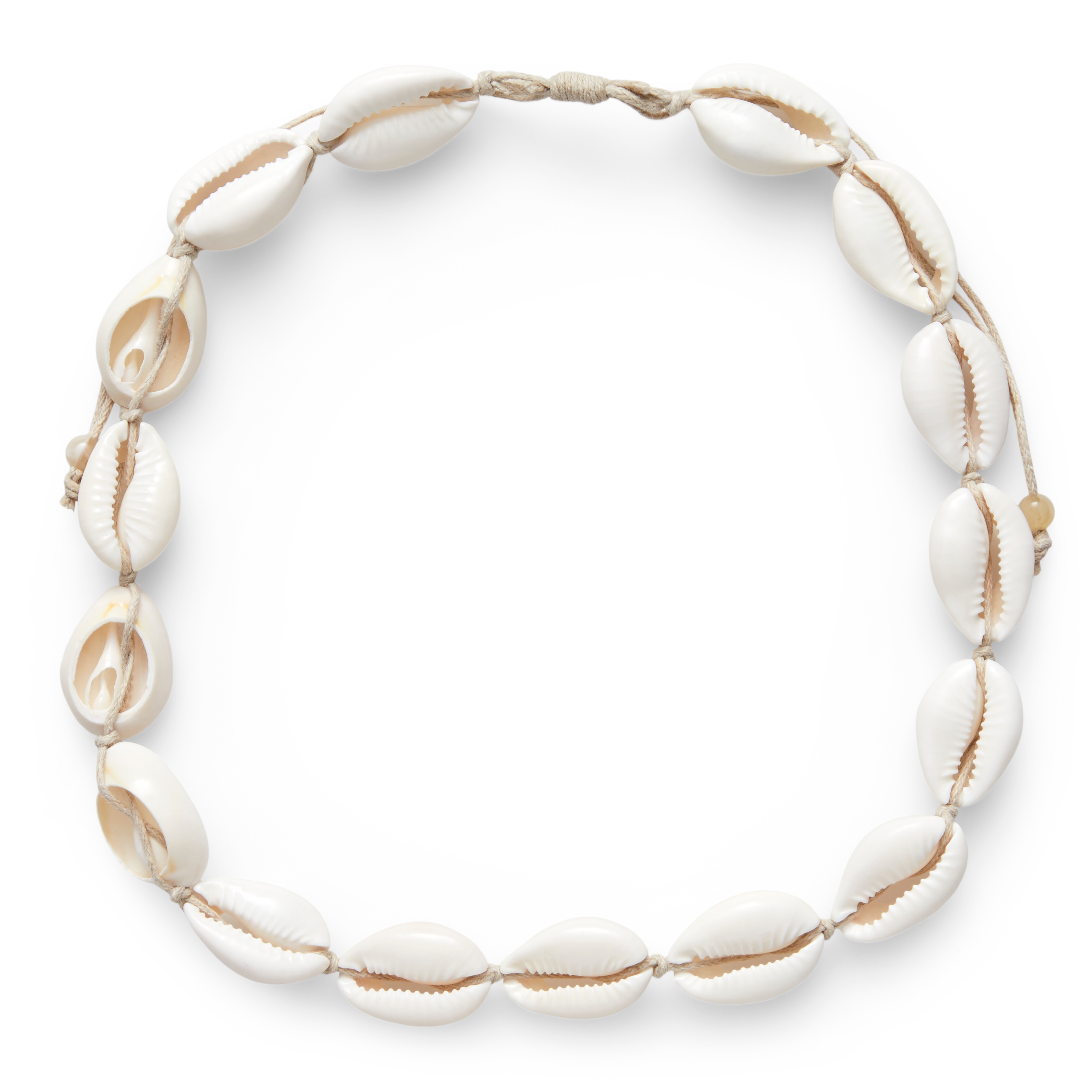Cowrie | Reef skjellhalskjede med lysebrun snor - 2