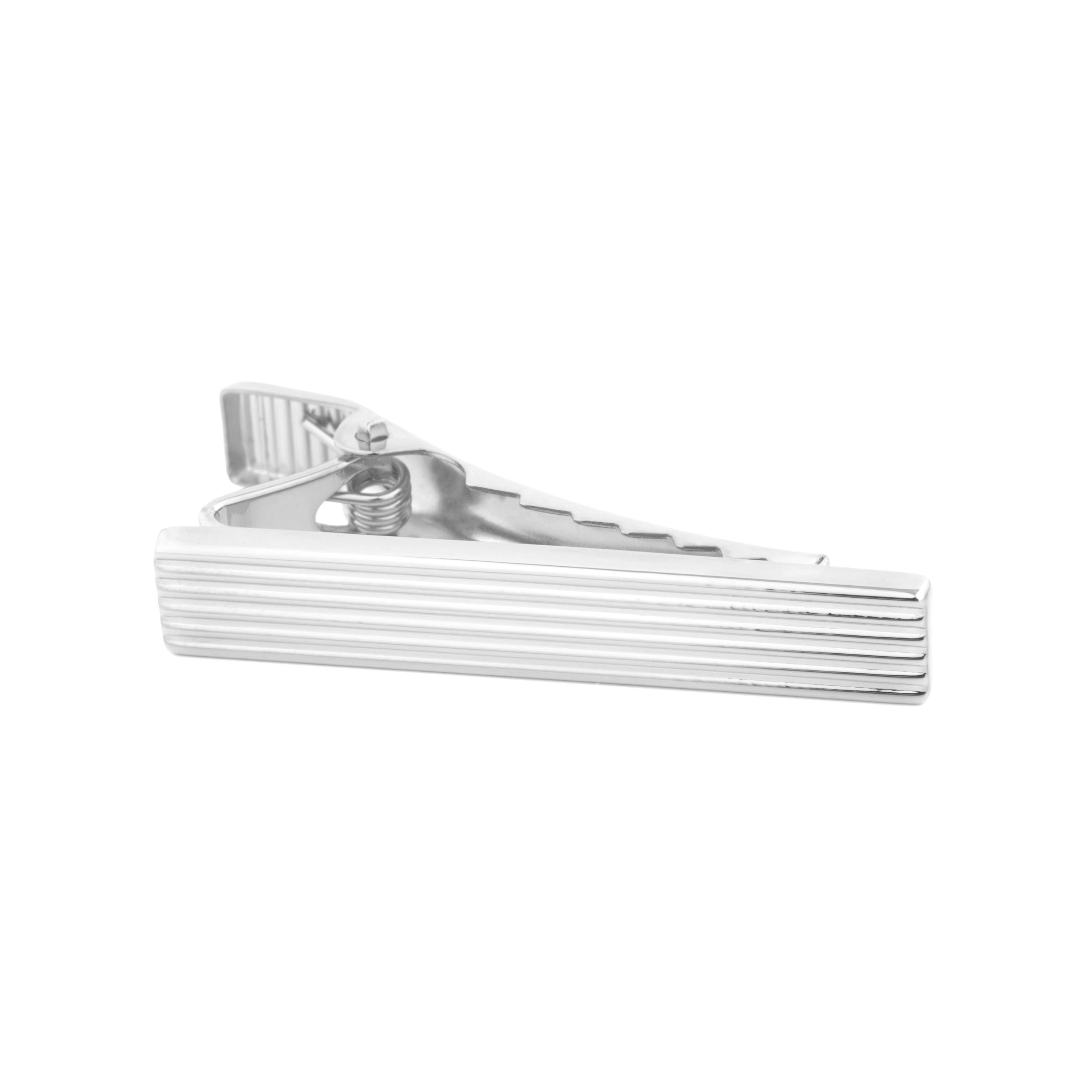 Pasador de corbata corto surcado plata 925s - 2