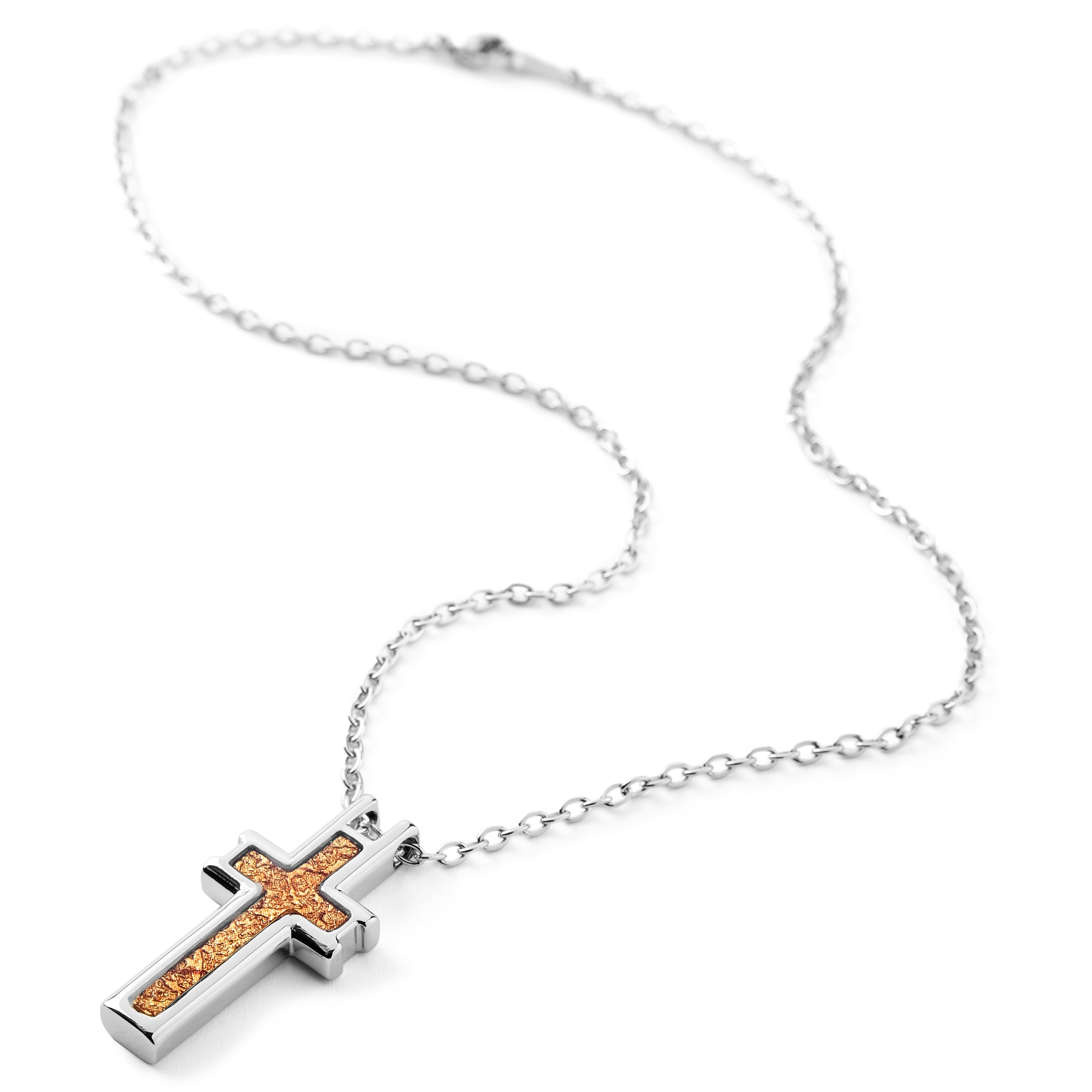 Aranyszínű berakásos keresztes nyaklánc - 3