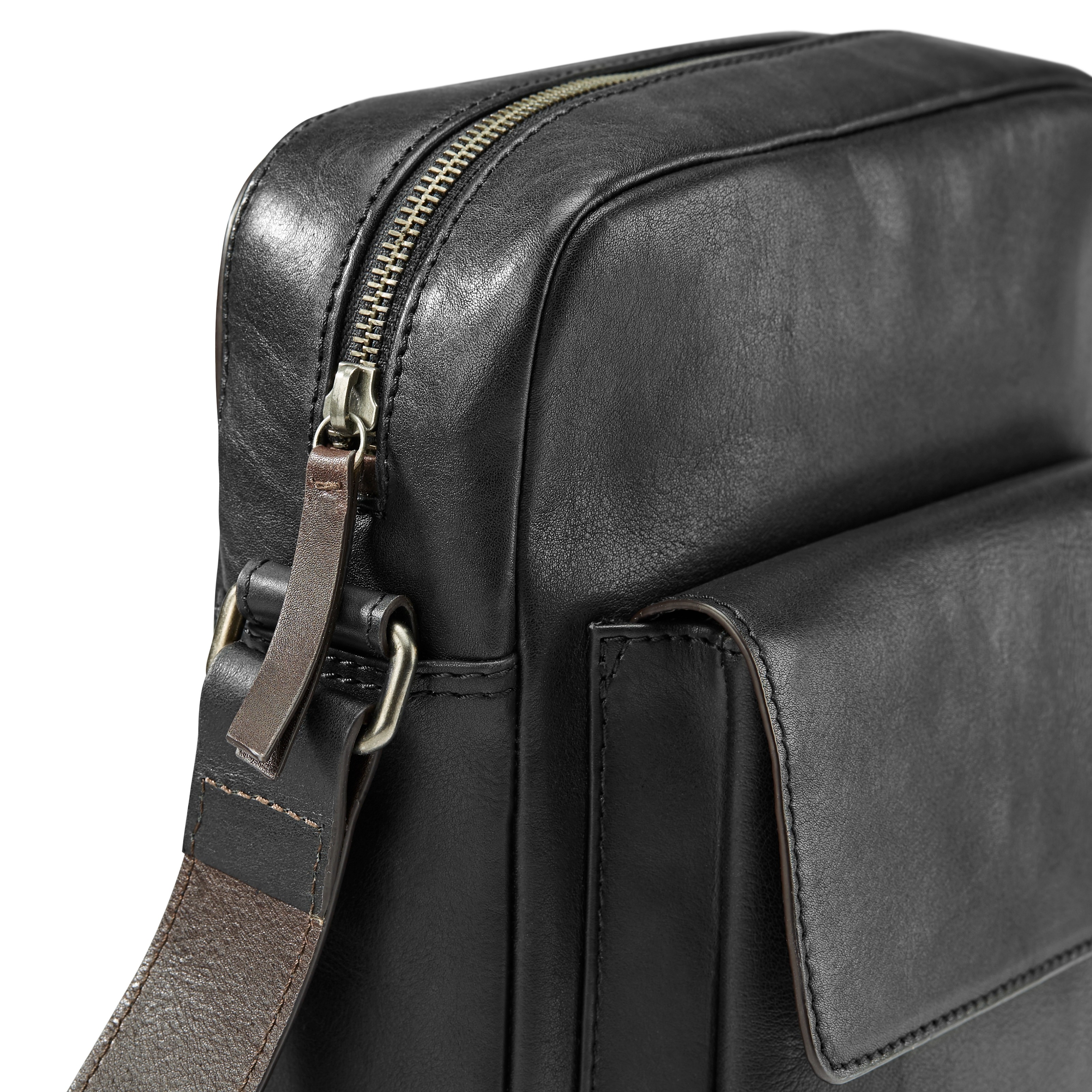 Laurie Black & Dark-Brown Leather Crossbody Bag - 6