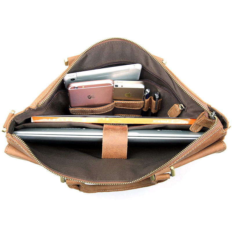 Bolsa de Ombro em Pele Castanha Vintage - 2