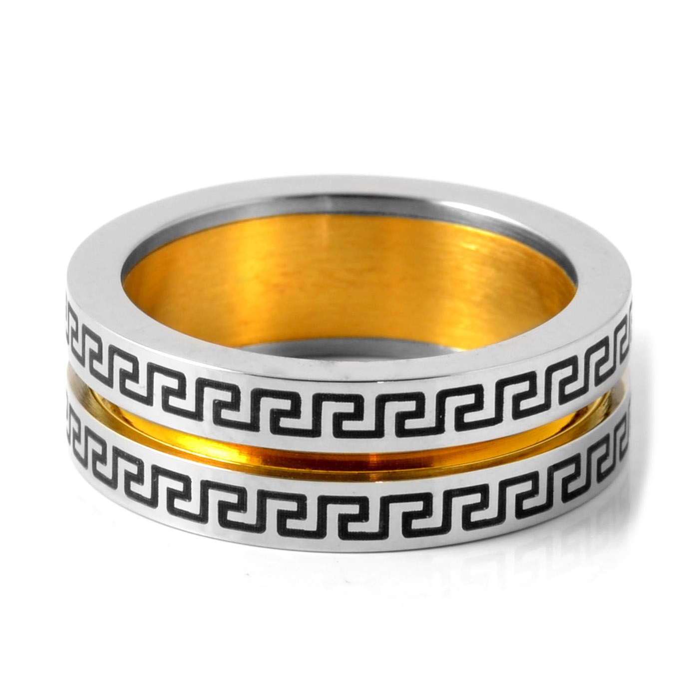 Goldener gravierter Designer-Edelstahlring  - 1