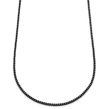 Essentials | Collar de cadena de caja cuadrada en negro metalizado de 3 mm