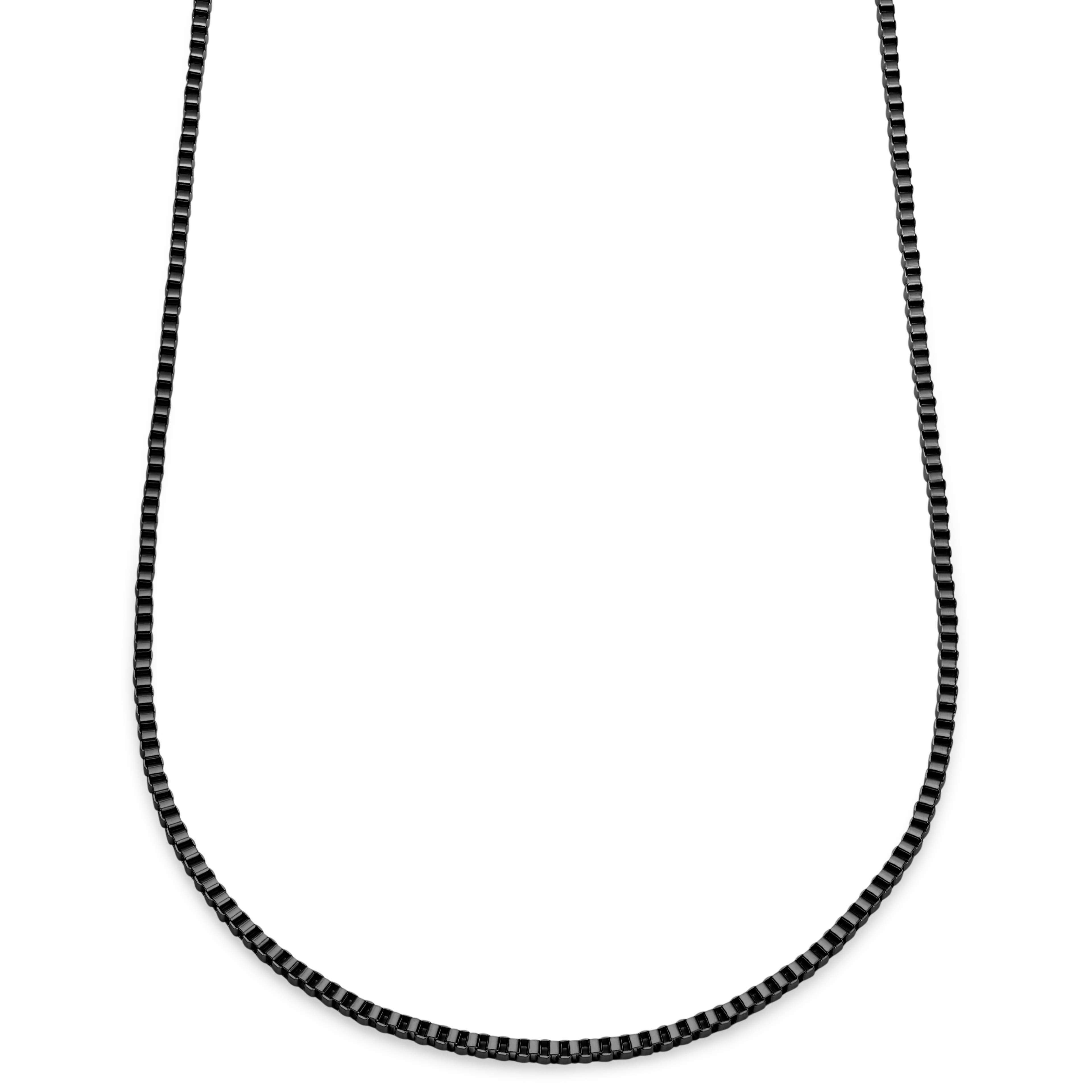 Essentials | 1/8" (3 mm) Gunmetal Black Square Box Chain Necklace