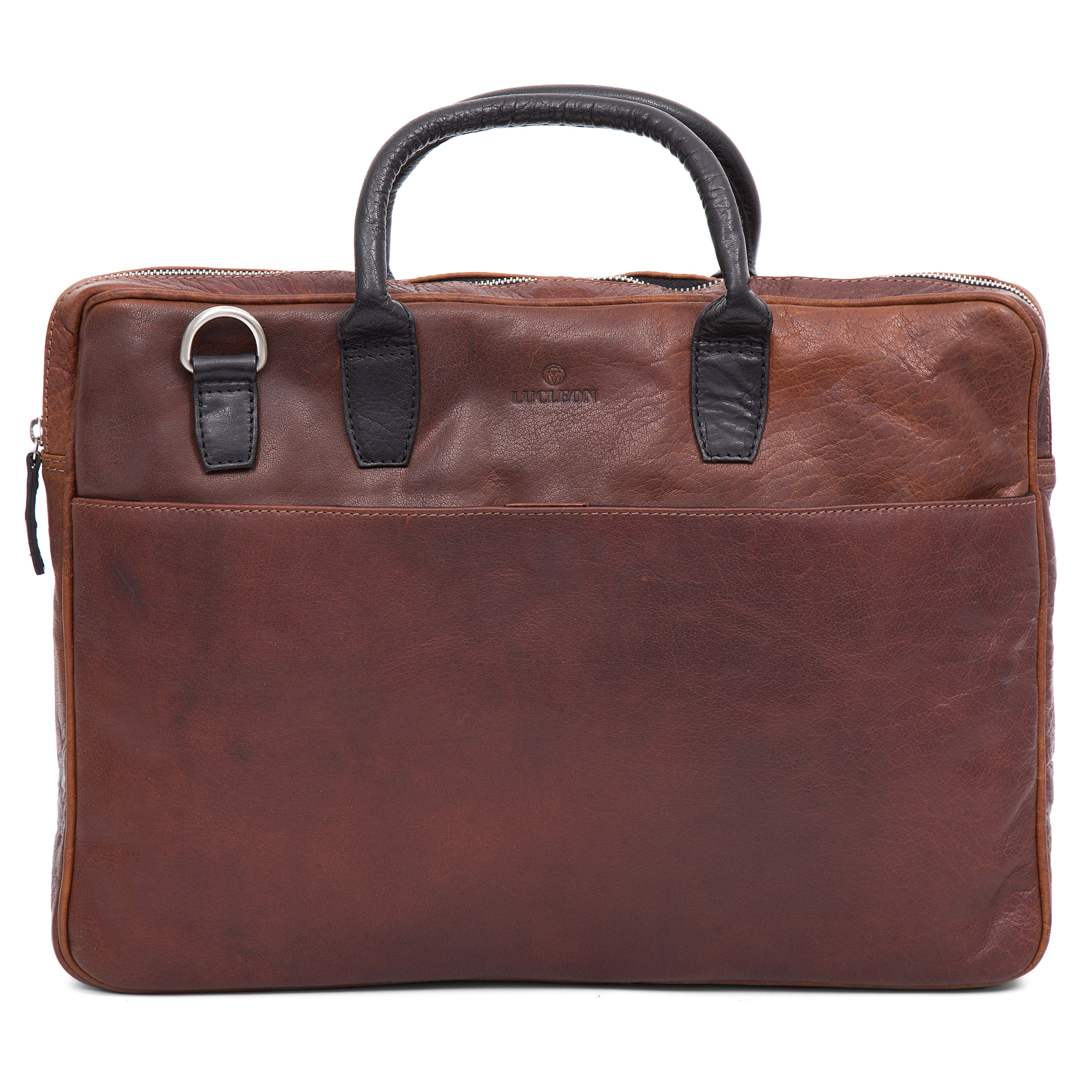 Montreal Executive õhuke 15" punakaspruun & must nahast kott - 9
