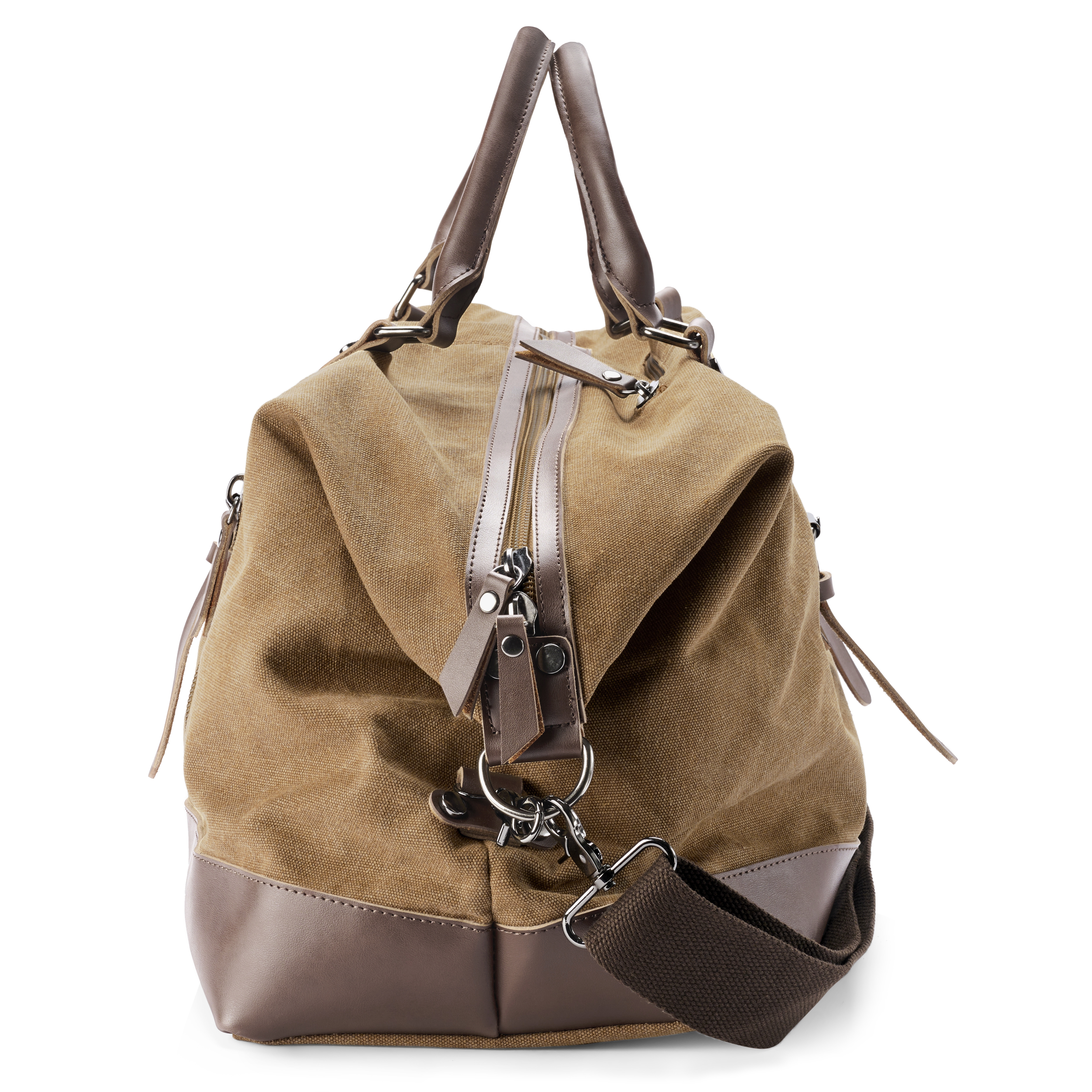 Senfgelb Canvas & Braun Leder Reisetasche - 4