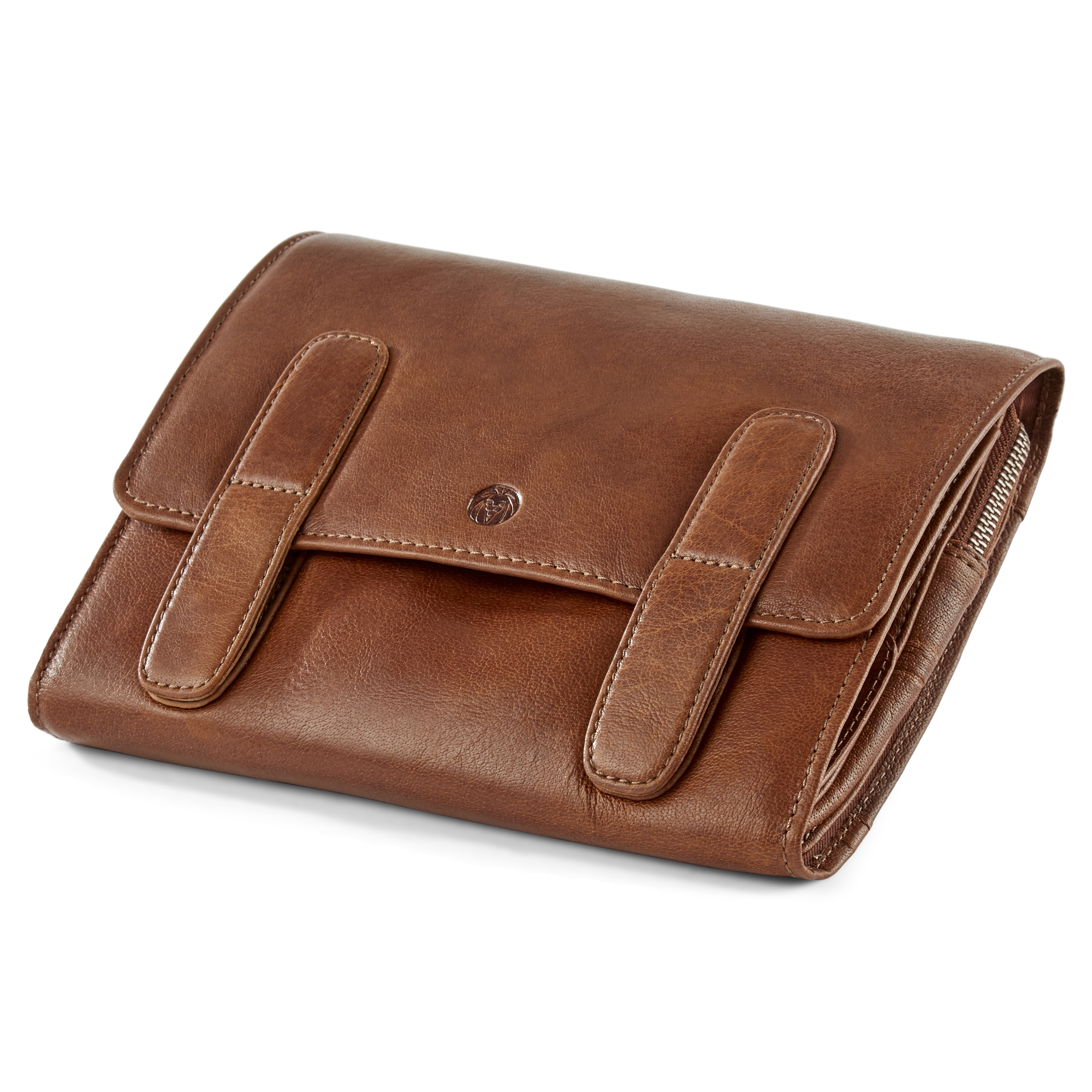 California závěsná světle hnědá kožená kosmetická taška - 4