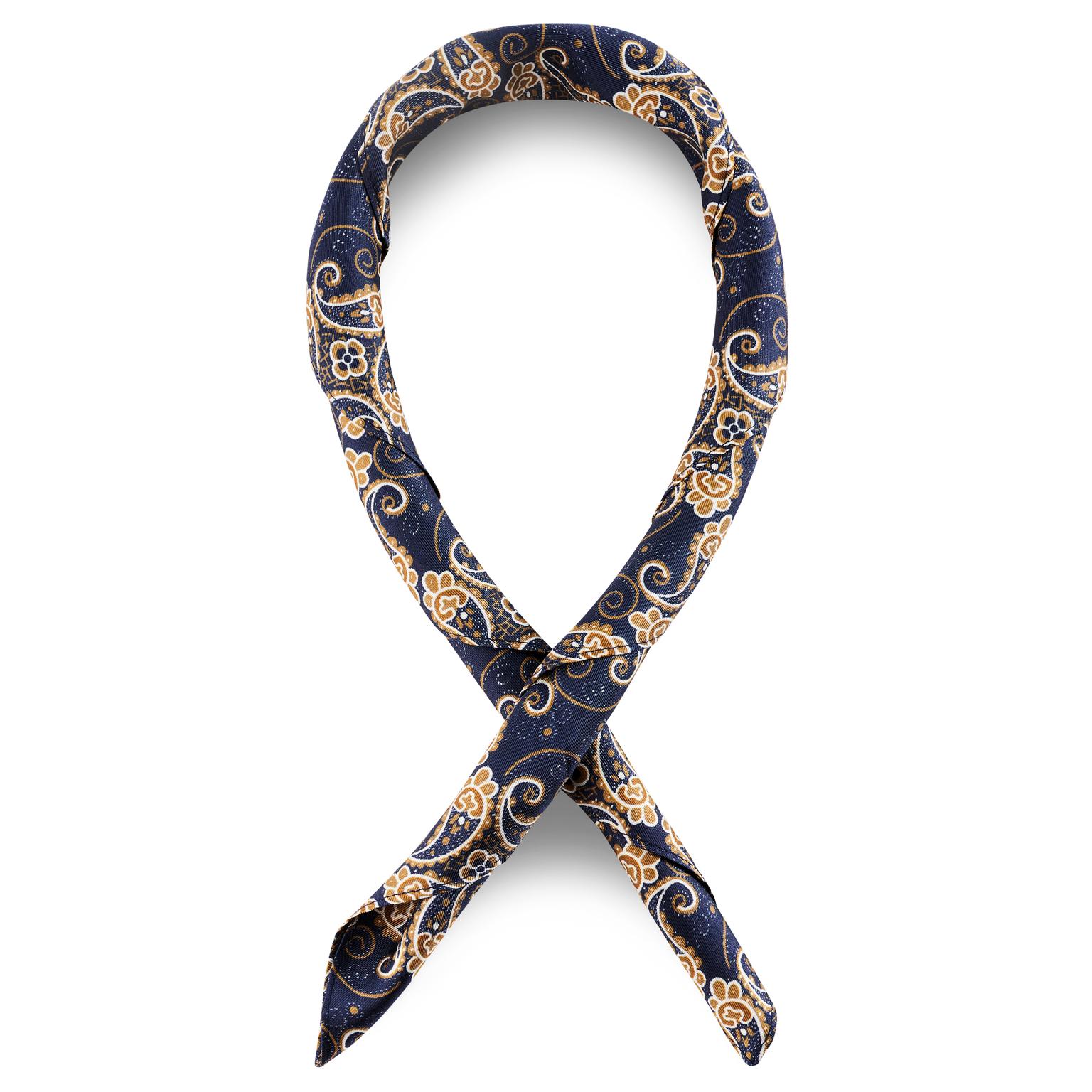 Blau & Gold Seidenhalstuch mit Paisleymuster Blau & Gold Seidenhalstuch mit Paisleymuster