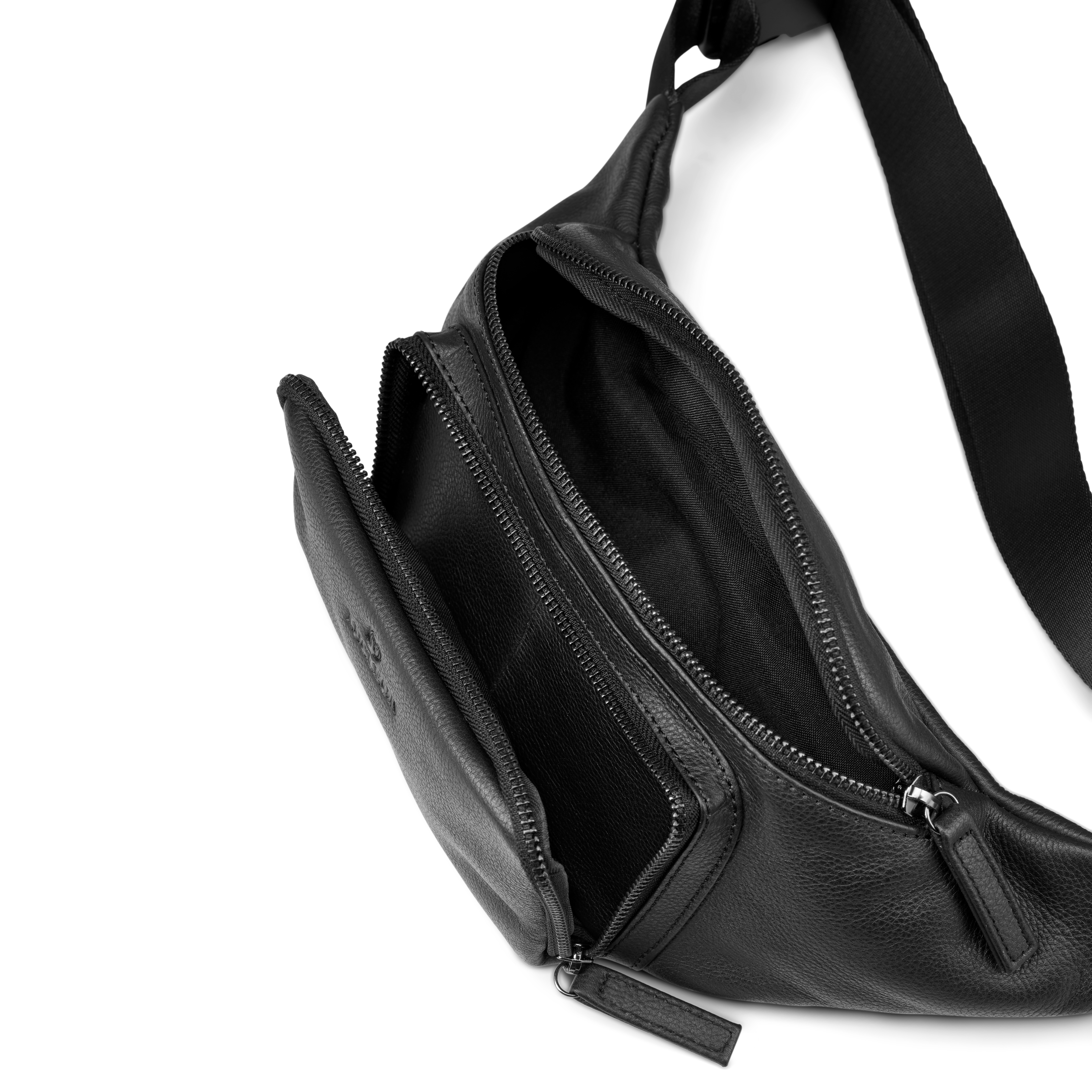 Bolsa de Cintura Preta em Pele de Flor Integral - 4