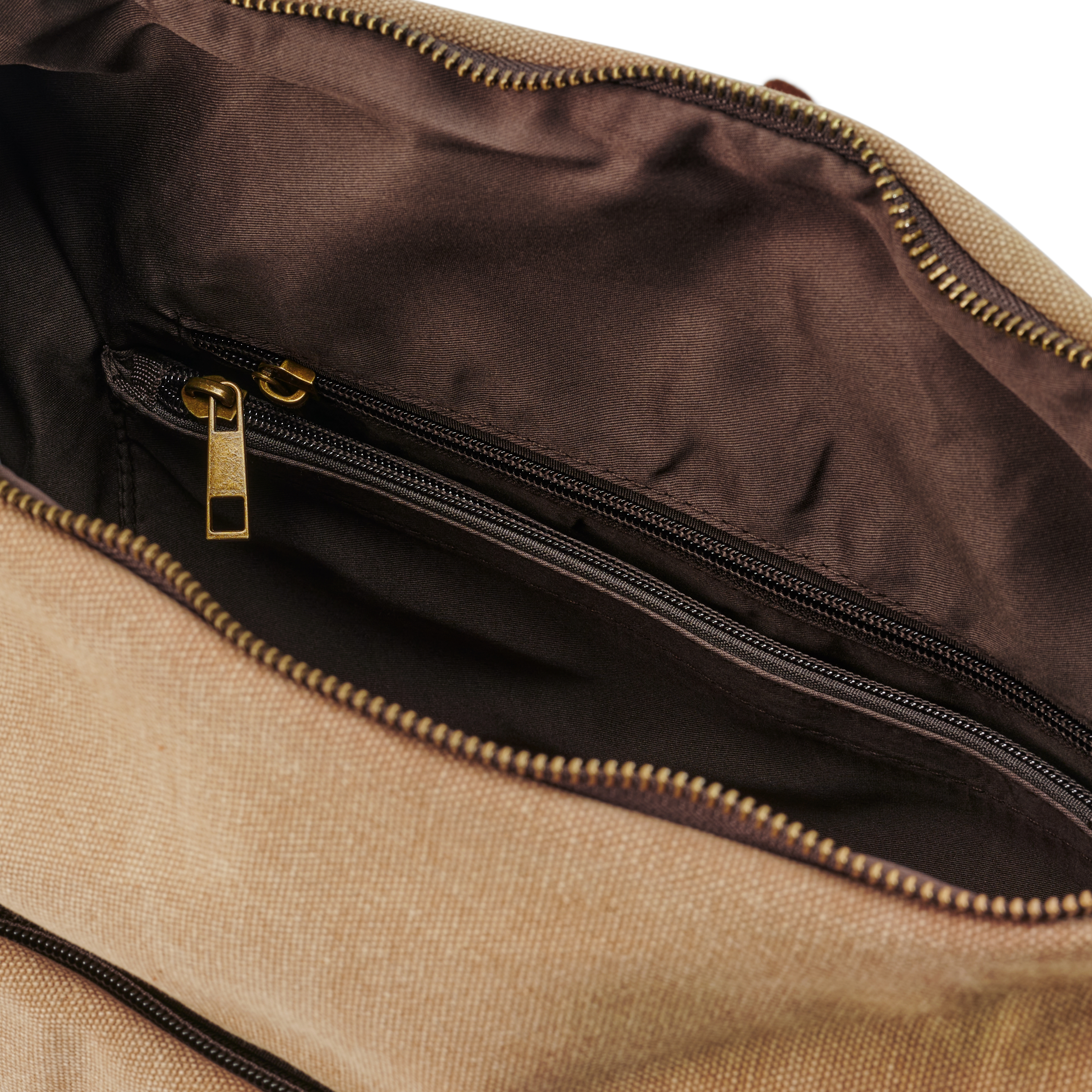 Vintage messenger taška cez rameno z bledohnedého plátna a kože - 12