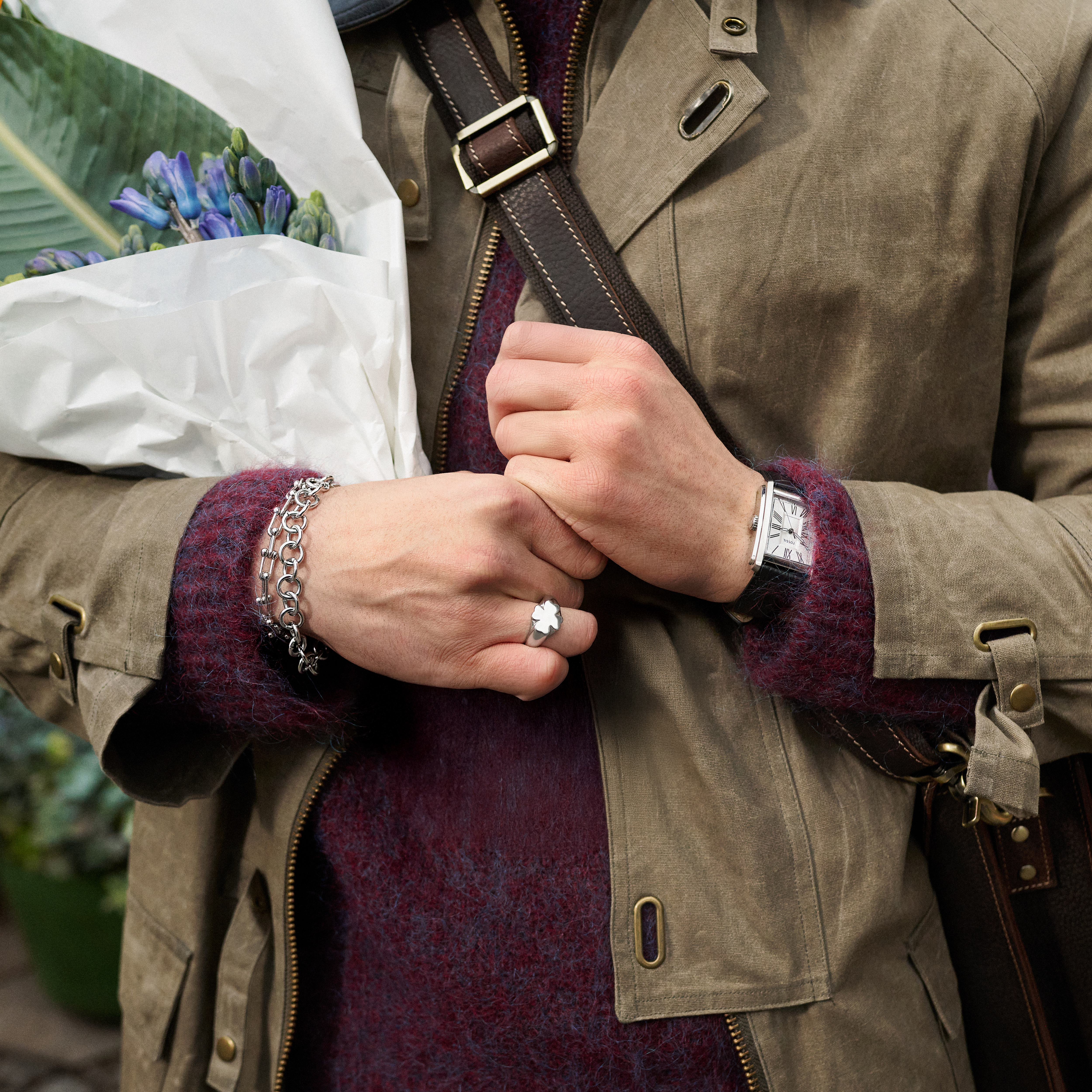 Clover | silberfarbener Edelstahl Kleeblatt Ring - 5