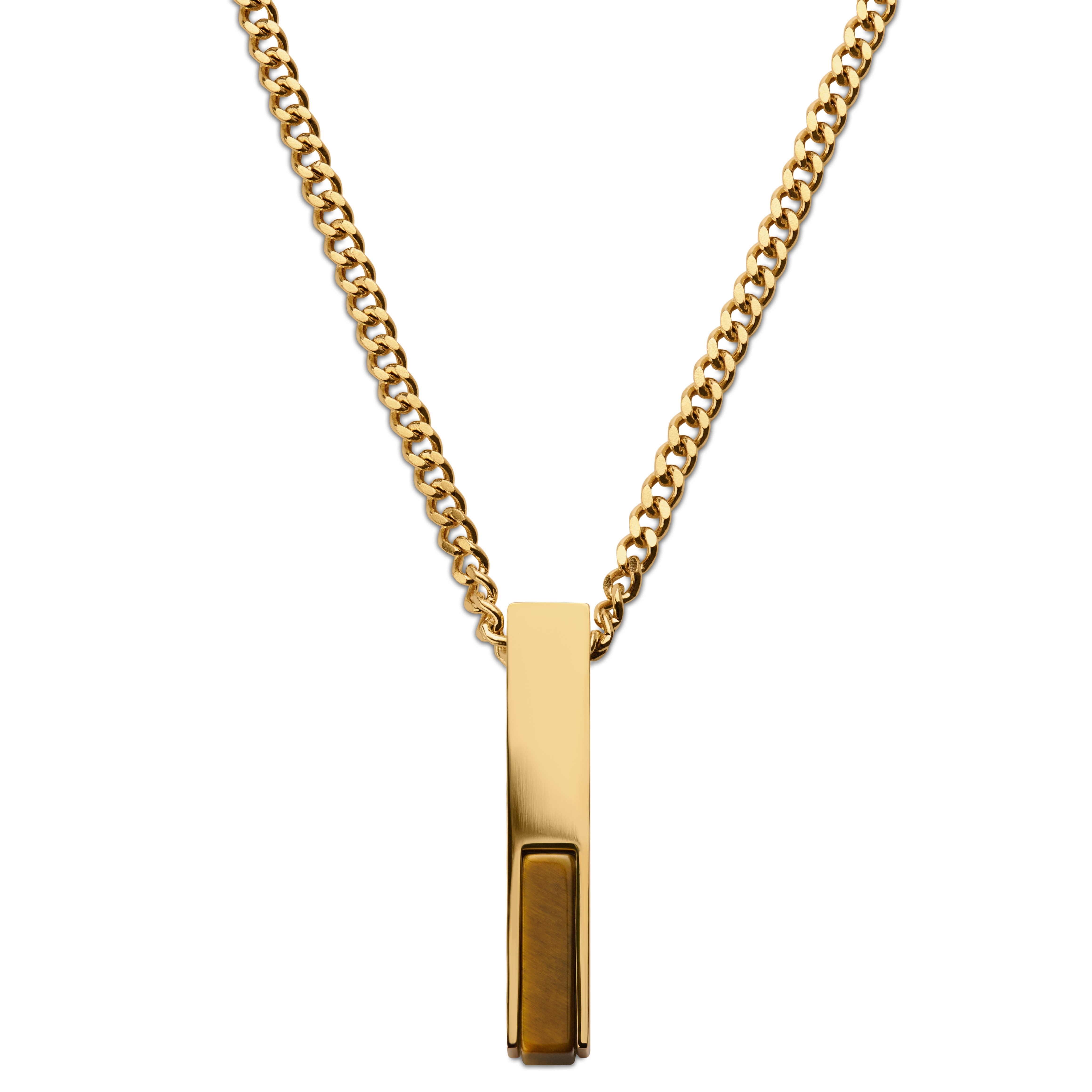 Mens gold clearance bar necklace