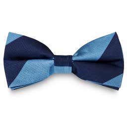 Navy & Light Blue Stripe Silk Pre-Tied Bow Tie