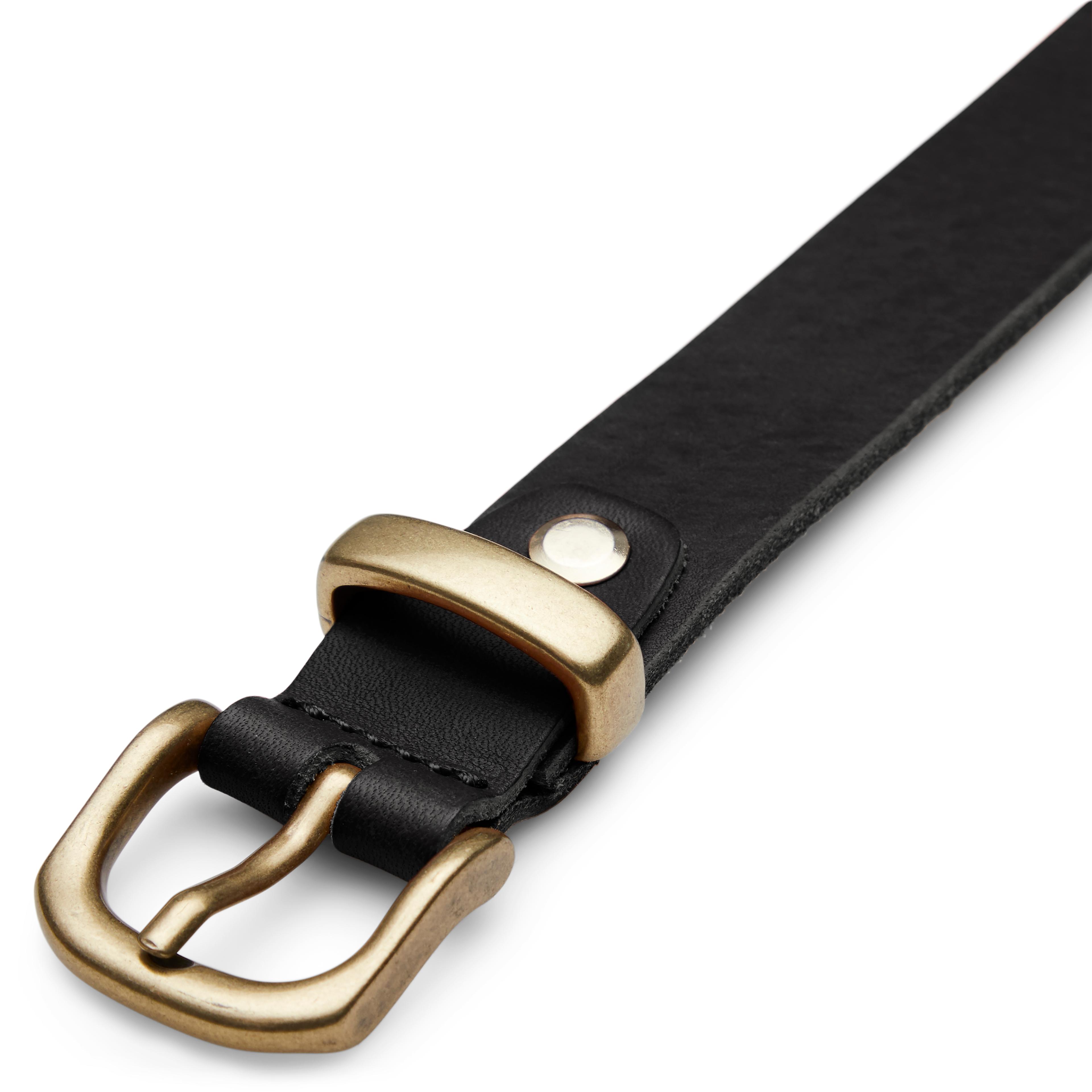 Prairie | Ceinture western noire avec boucle dorée - 5