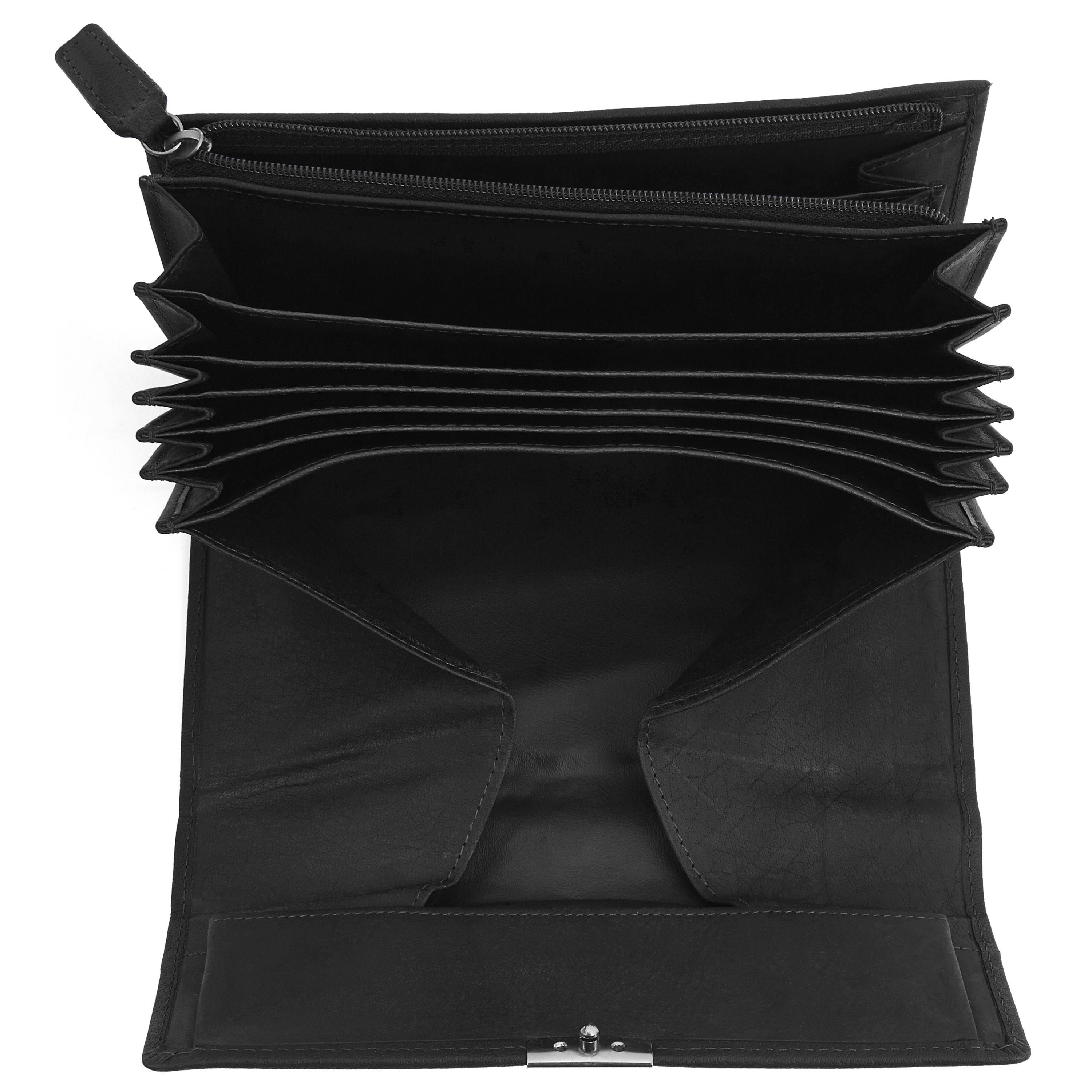 Cartera clásica estilo acordeón de cuero negro Oxford - 2
