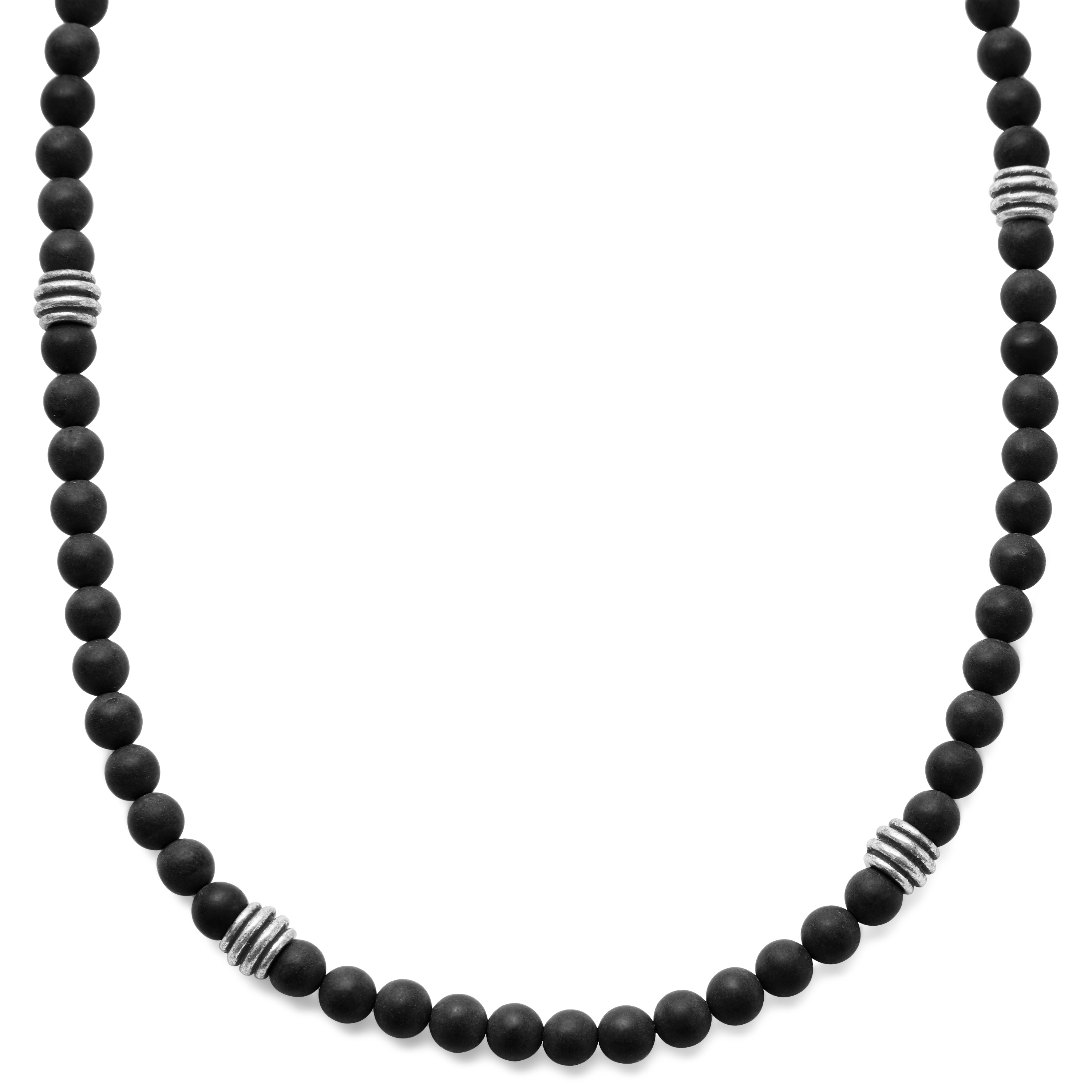 Black Skull Beads Necklace for Men | Afrilege