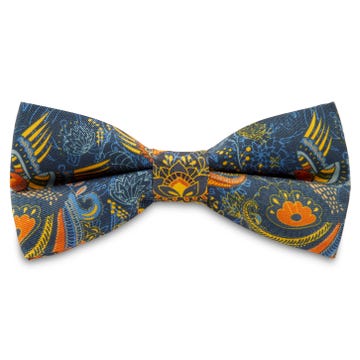 Boho | Royal Blue Ornate Design Silk Pre-Tied Bow Tie