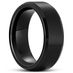 Terra | 8mm černý wolframový prsten se zkosenými hranami