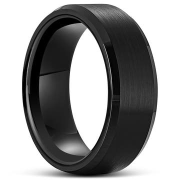 Terra | 8 mm Sort Skrå Kant Tungsten Carbid Ring