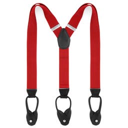 Wide Red Split Button Suspenders