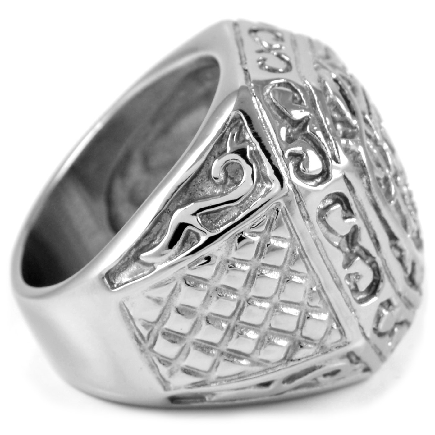  Roman Cross Solid Steel Ring - 5