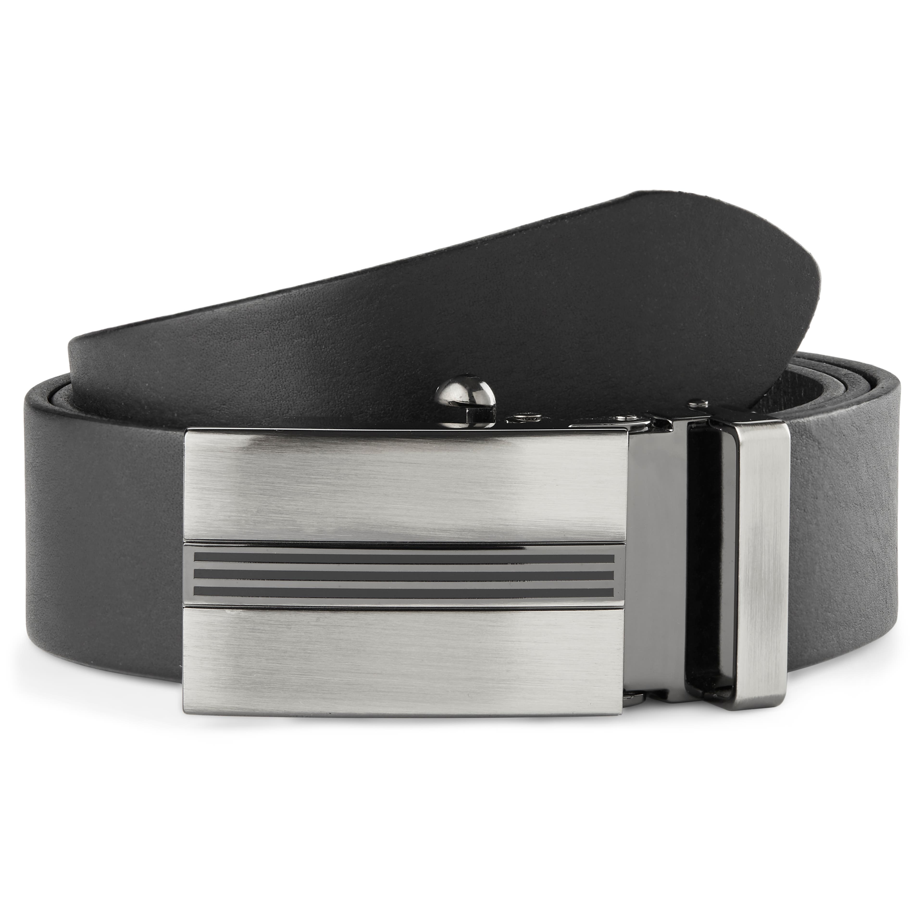 Ceinture en cuir noir à verrouillage automatique