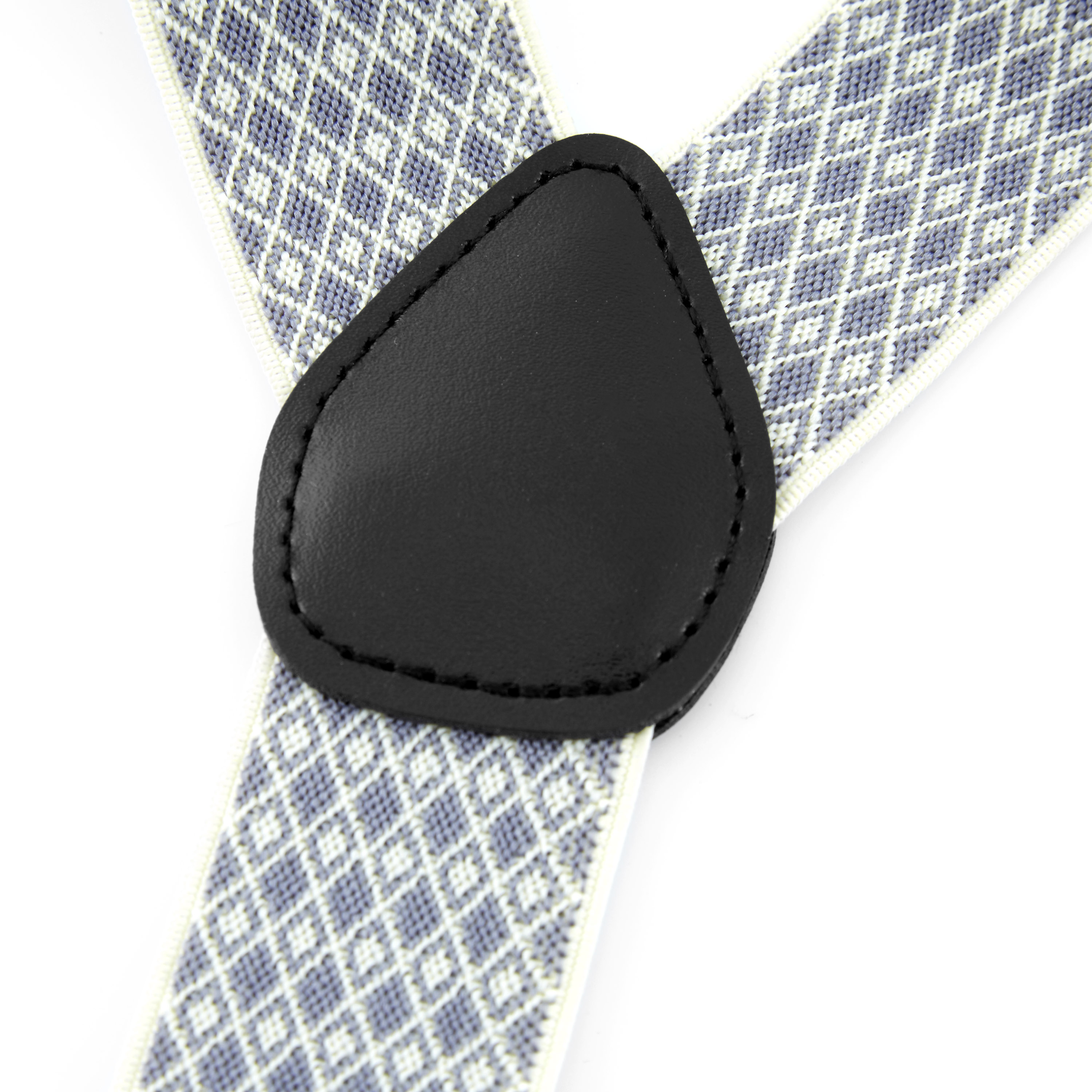 Rautenmuster Hosenträger in Lila & Creme - 3