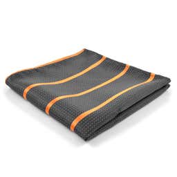 Grey & Orange Striped Pocket Square