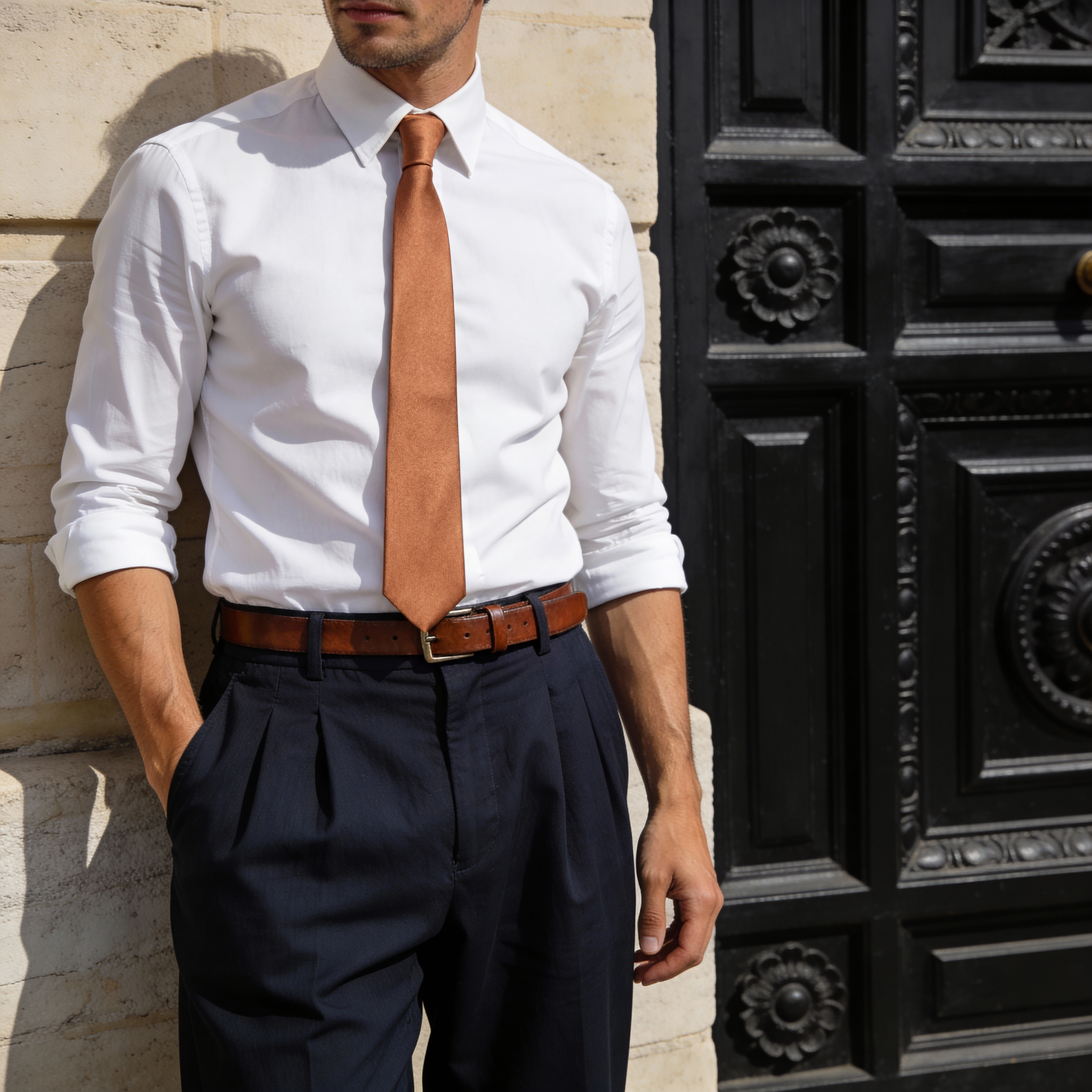 6 cm Cognac Satin Smalt Slips - 2