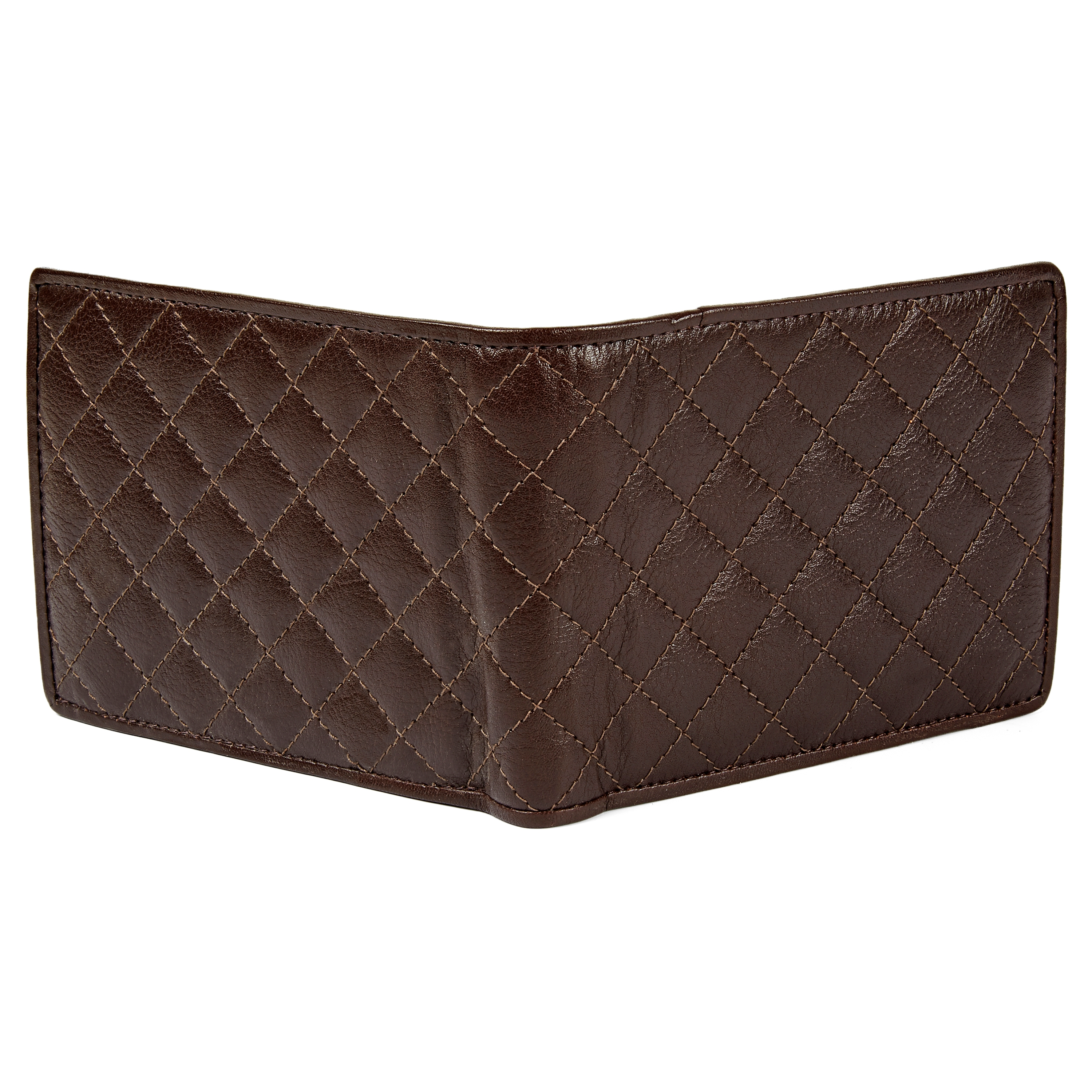 Quilted Brown Leather Wallet - 3