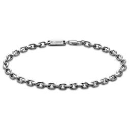 Argentia | 925s | 1/5" (4 mm) Rhodium-Plated Sterling Silver Cable Chain Bracelet