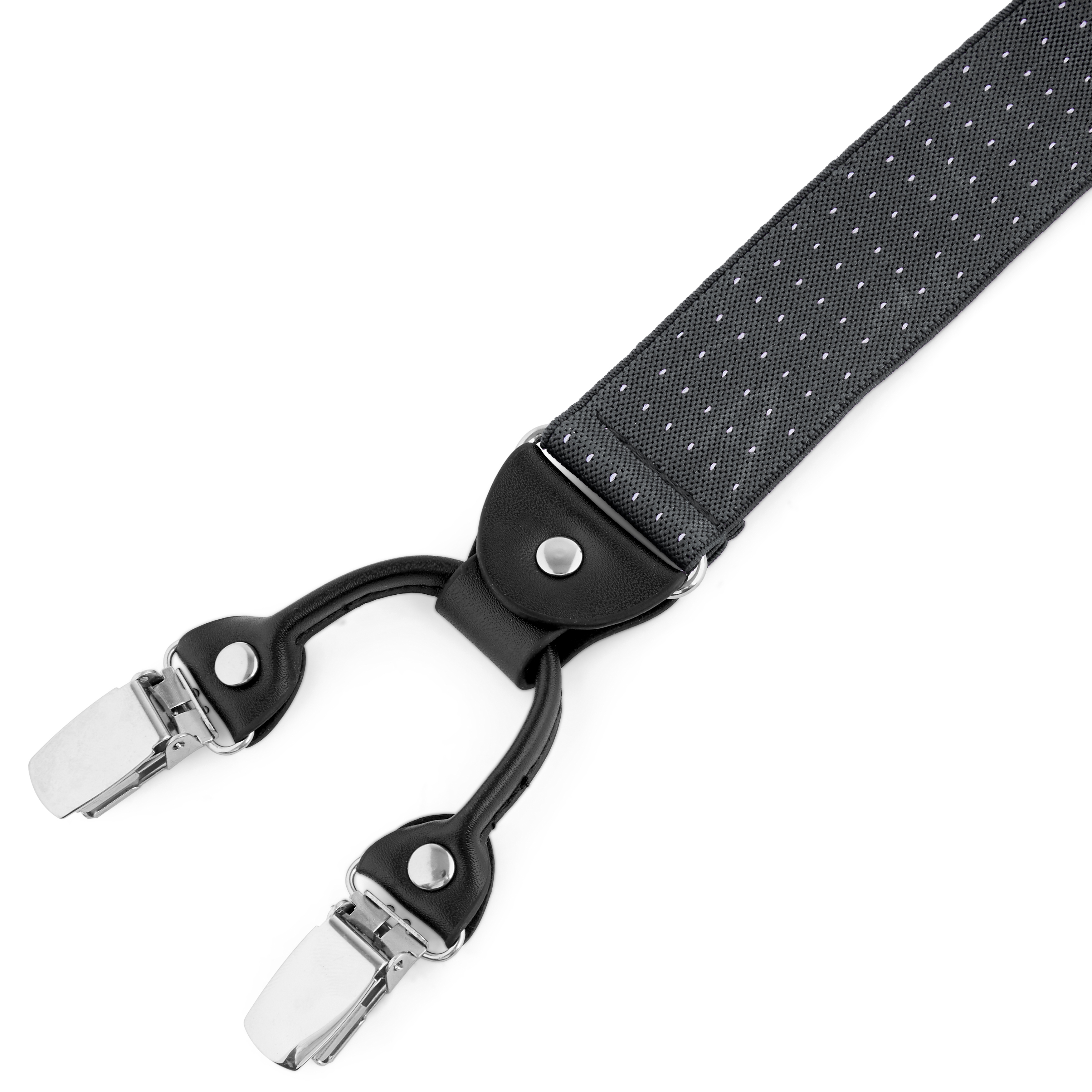 Široké puntíkované šedé šle na klip - 2