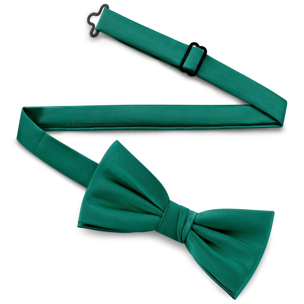 hover: Emerald Green Pre-Tied Satin Bow Tie hover: Emerald Green Pre-Tied Satin Bow Tie