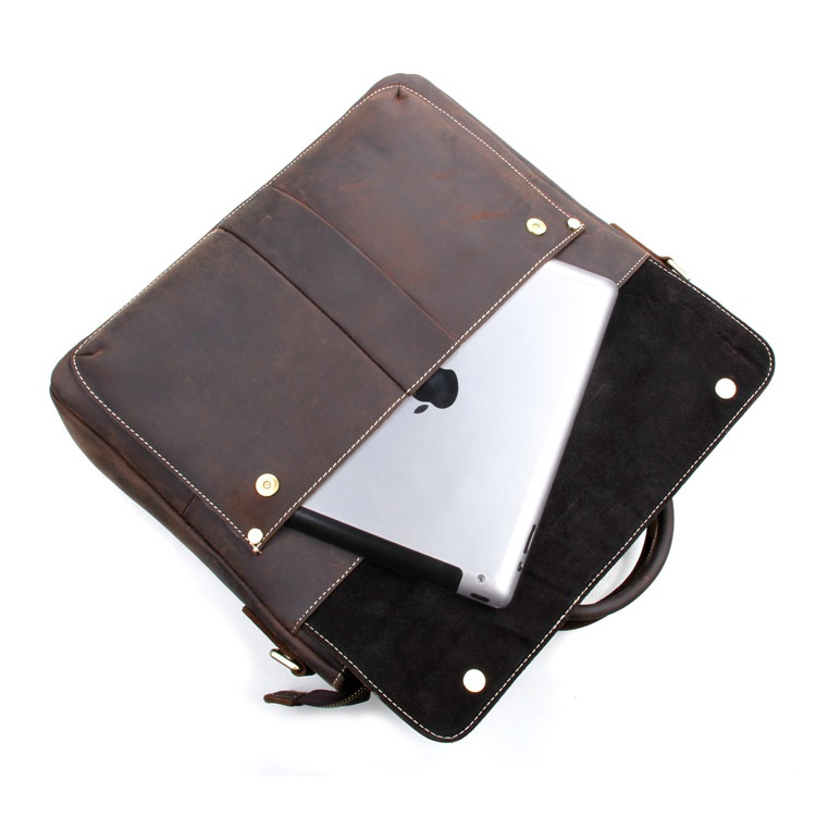 Dark Brown Vintage Classic Leather Bag - 4