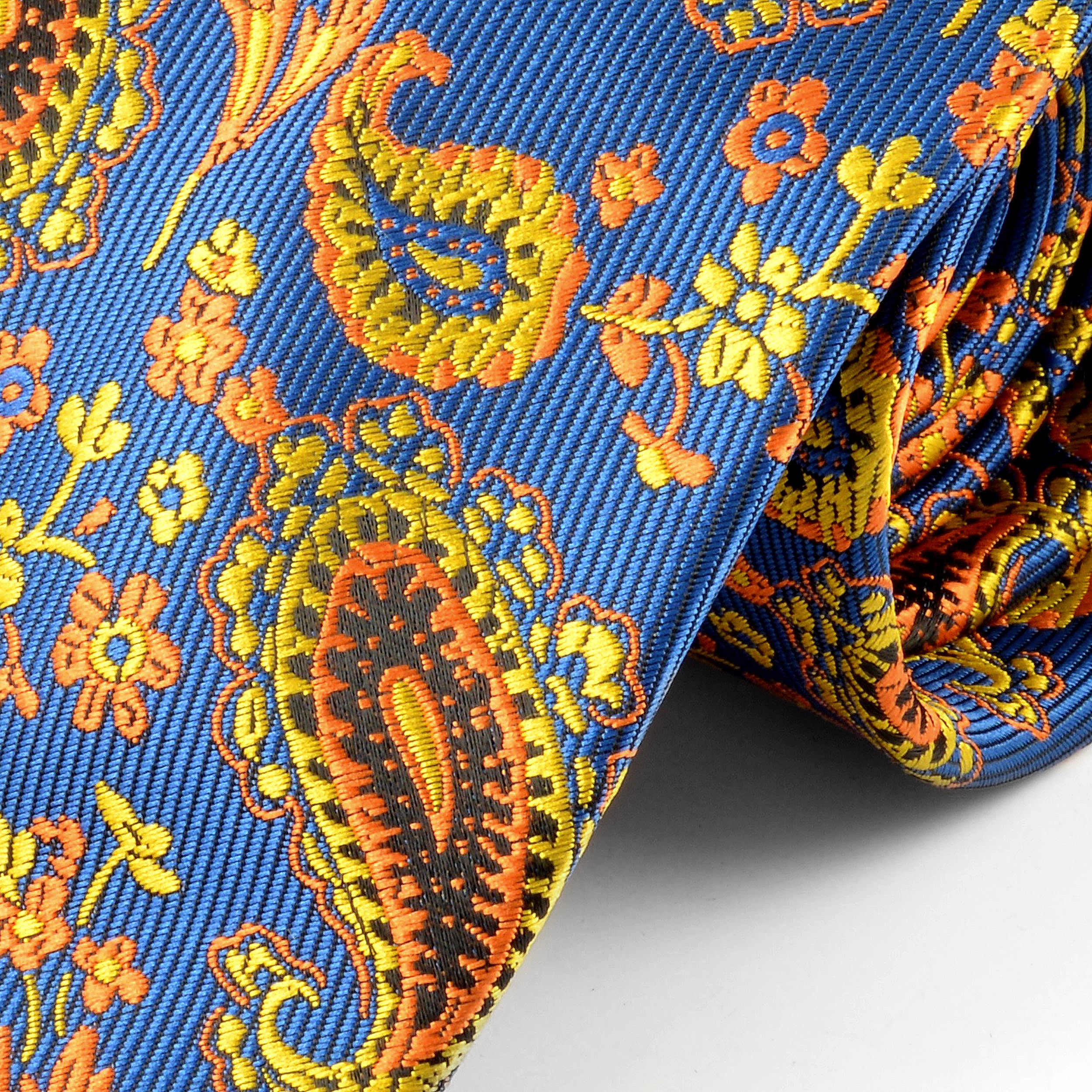 Orangefarbene Paisley Seidenkrawatte - 2