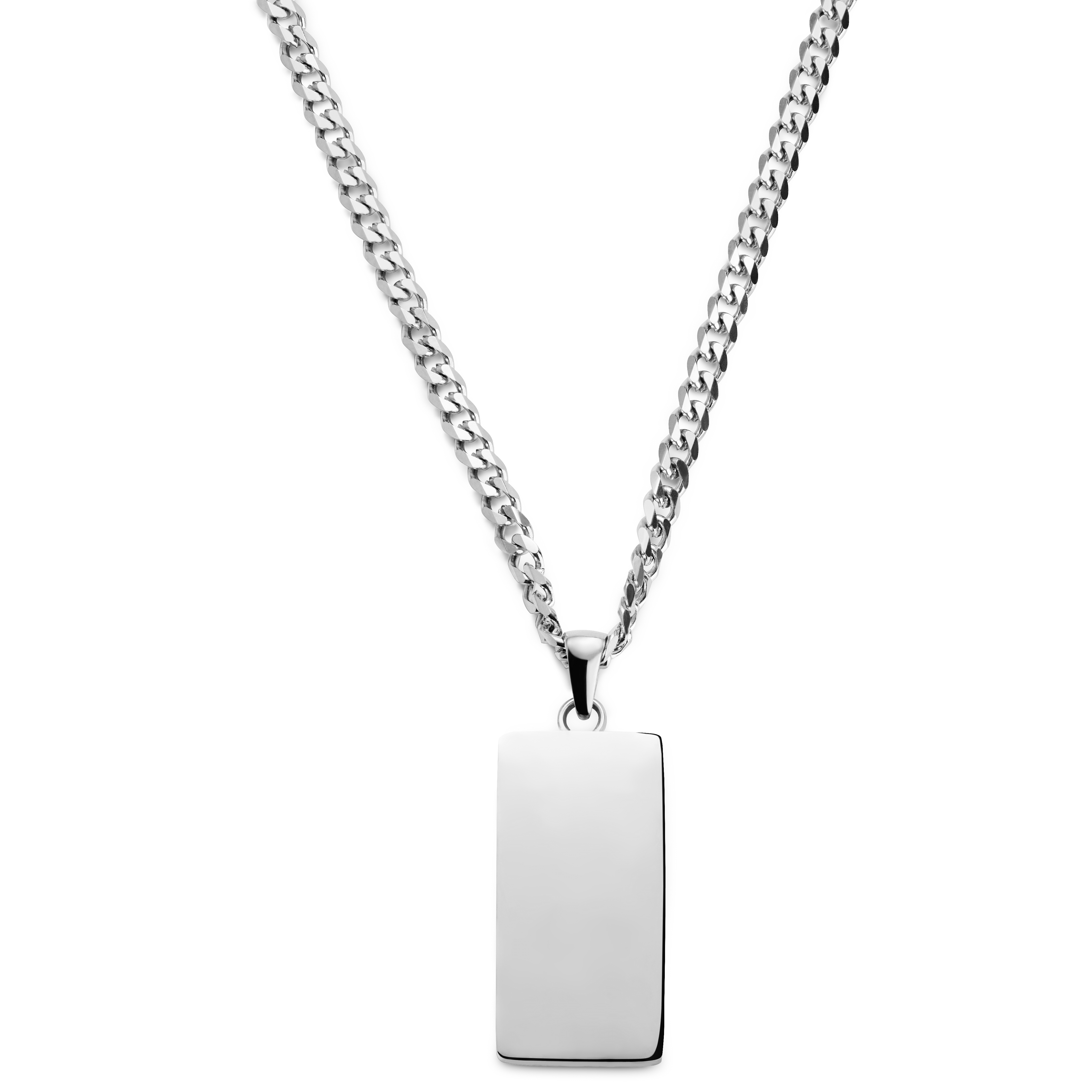 Razor Blade Black Edge Dog Tag Pendant Stainless Steel Necklace 