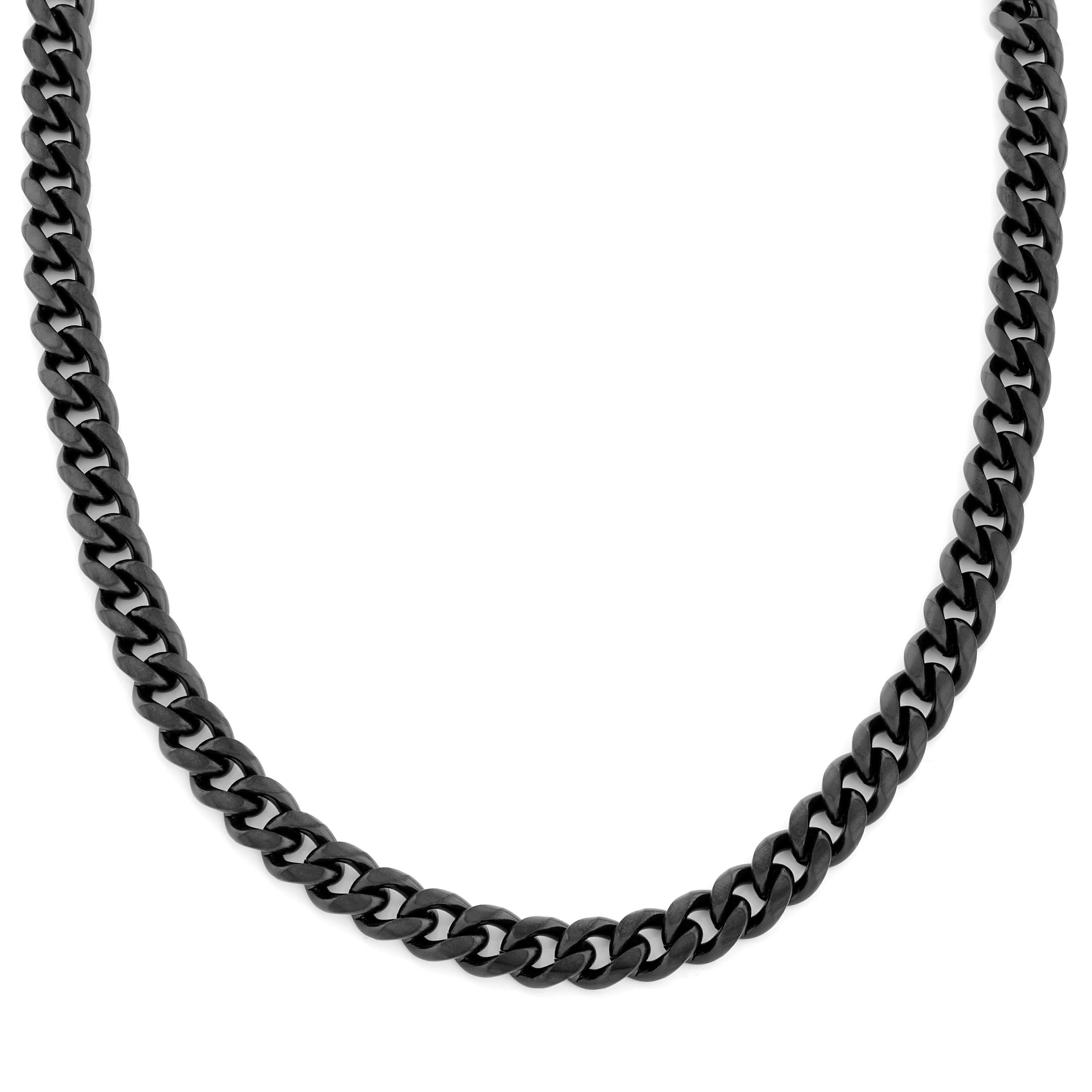 Fekete acél nyaklánc - 10 mm
