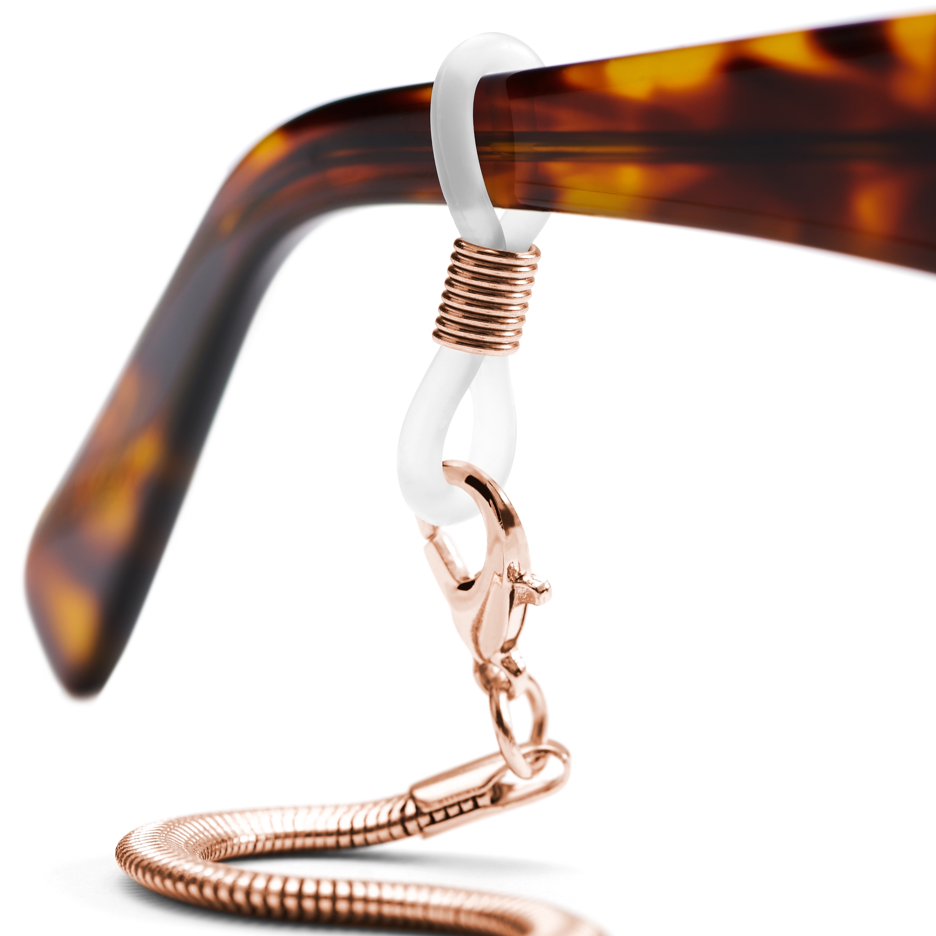 Rose Gold-Tone Stainless Steel Herringbone Sunglasses Chain - 3