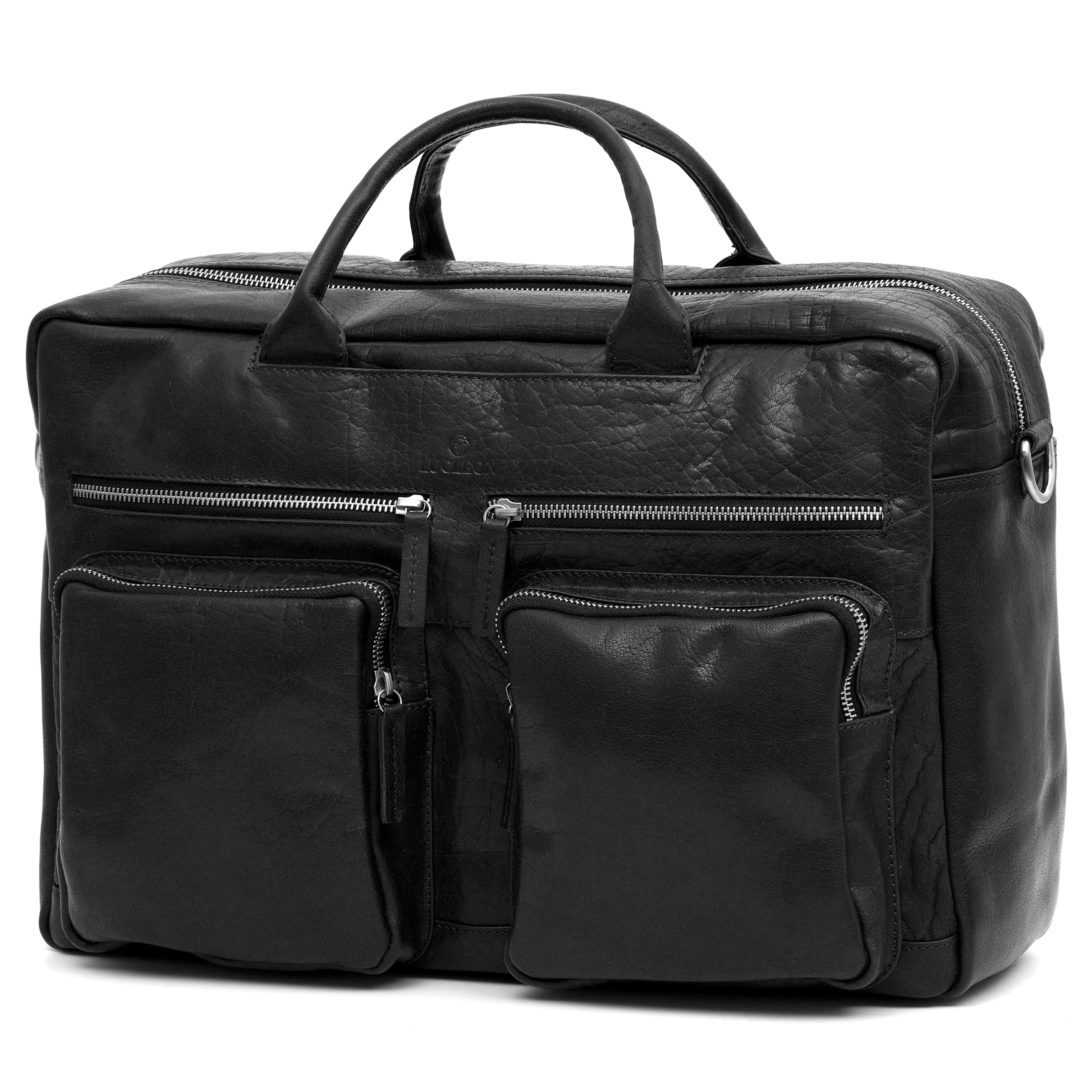 Montreal Combi Black Leather Travel Bag