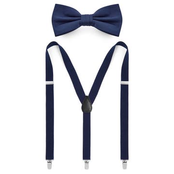 Navy Blue Pre-Tied Bow Tie & Braces Set Navy Blue Pre-Tied Bow Tie & Braces Set