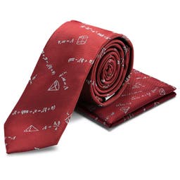 Double-Sided Pocket Square and Necktie Set With Maths Equations