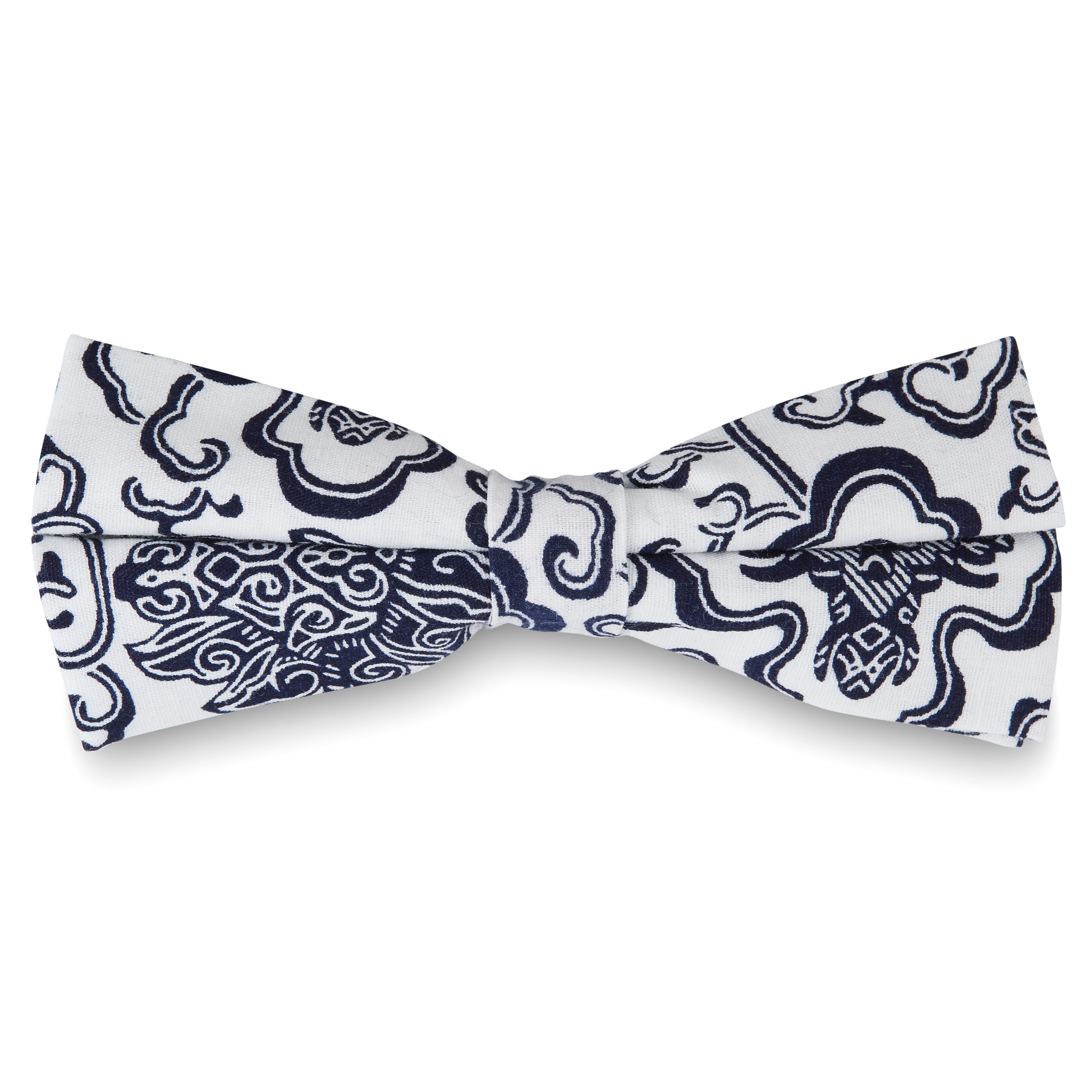 Blue & White Graphic Pre-Tied Bow Tie - 1