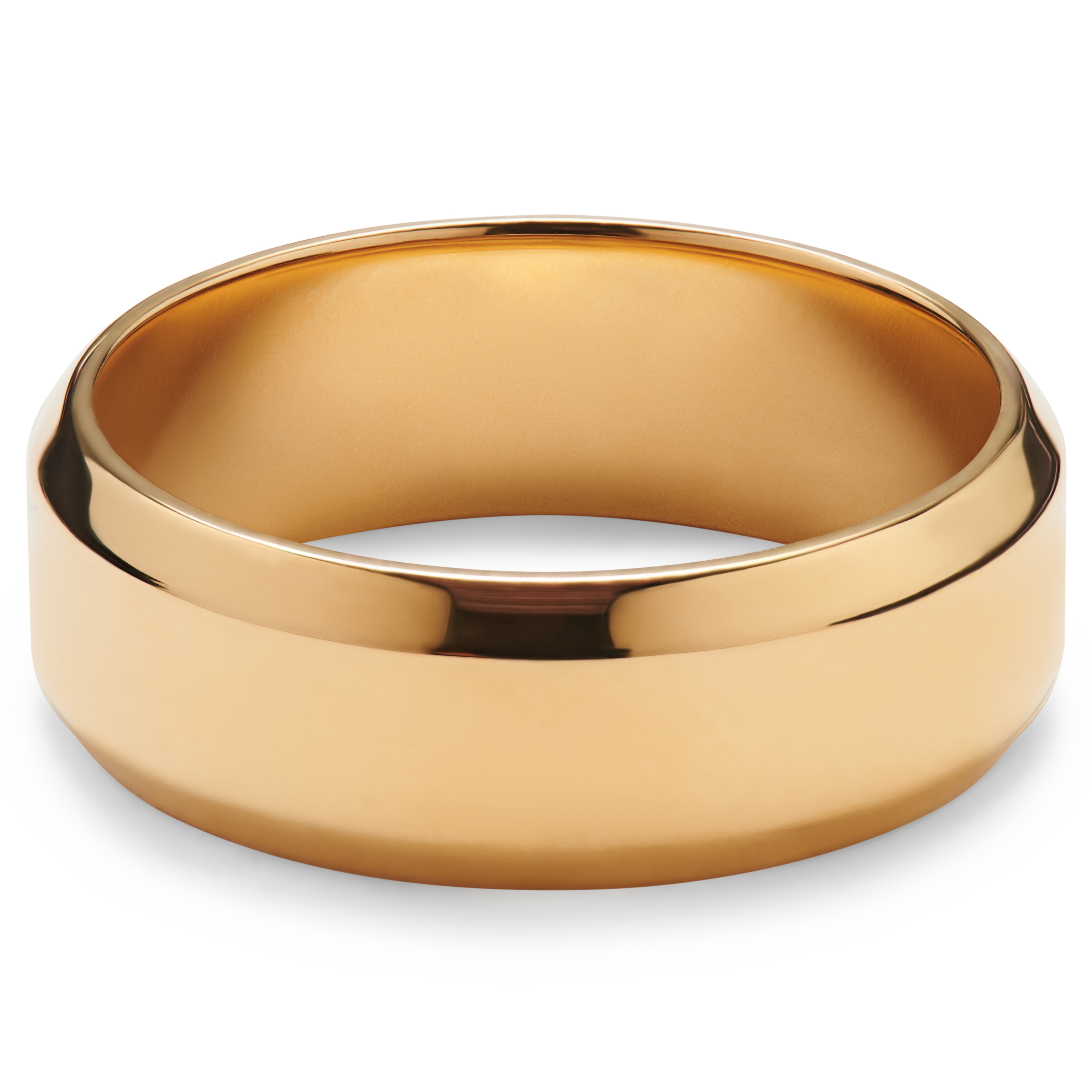 Ferrum | Златист полиран стоманен пръстен със скосени ръбове 8 мм - 6