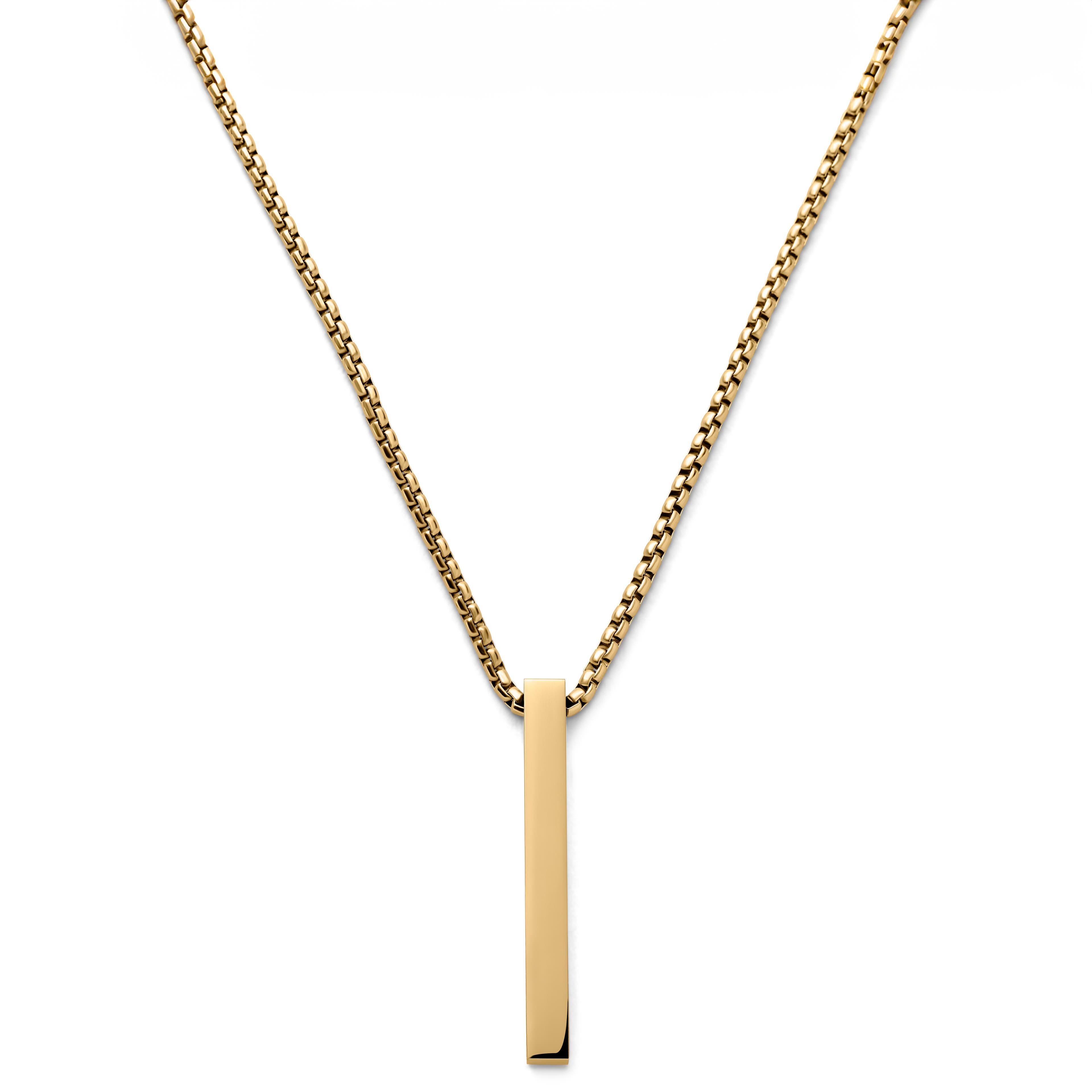 Collar con colgante de barra de acero inoxidable pulido en tono dorado Collar con colgante de barra de acero inoxidable pulido en tono dorado