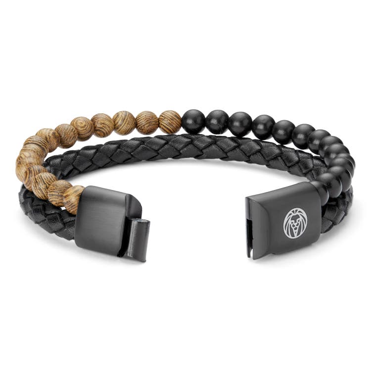 Wooden Beads & Leather Icon Bracelet | In stock! | Lucleon