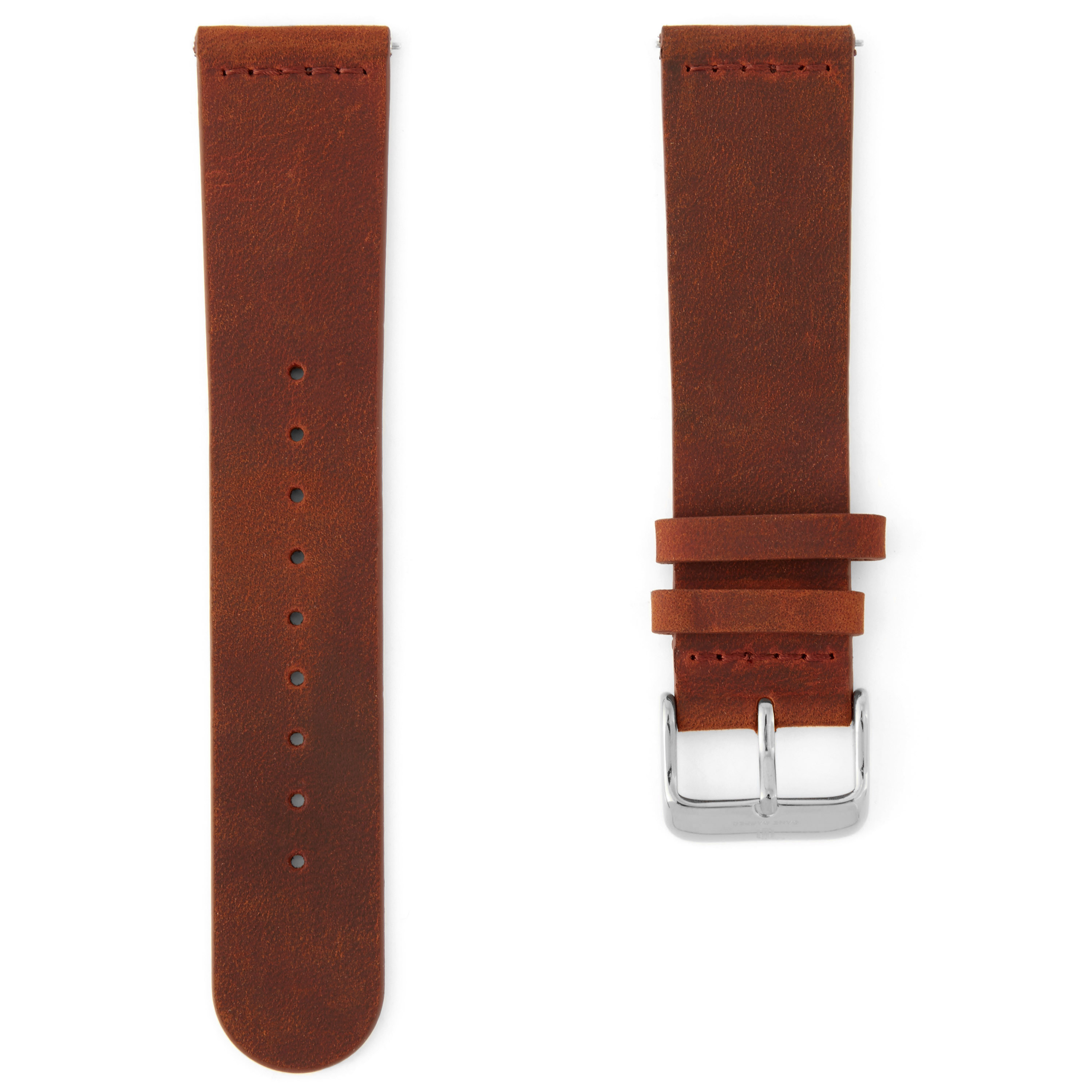 Orange Brown & Silver Buckle Watch Strap - 1