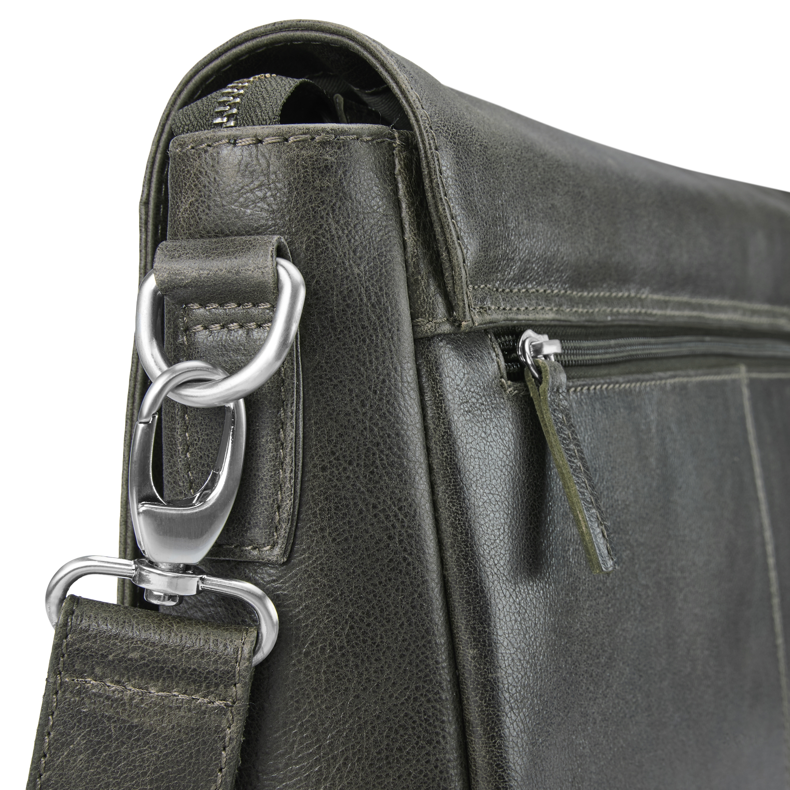 Licio | Brown gray Leather Messenger Bag - 10