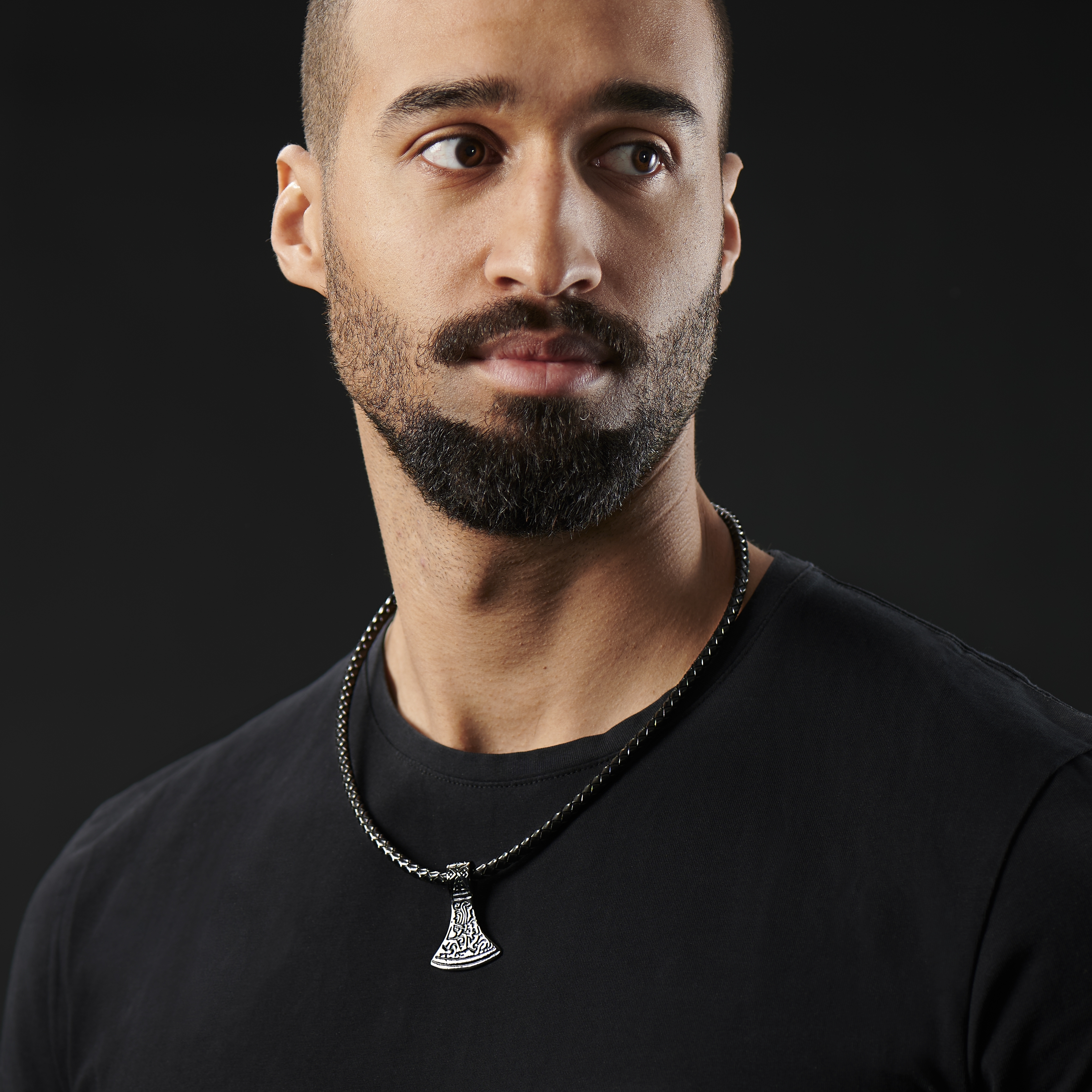 Rune Thor’s Axe Black Leather Necklace - 5