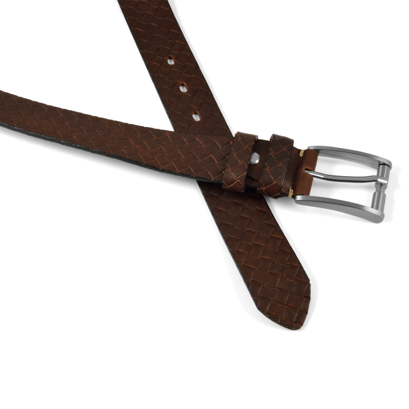 Temno rjav pleten klasičen pas - 2