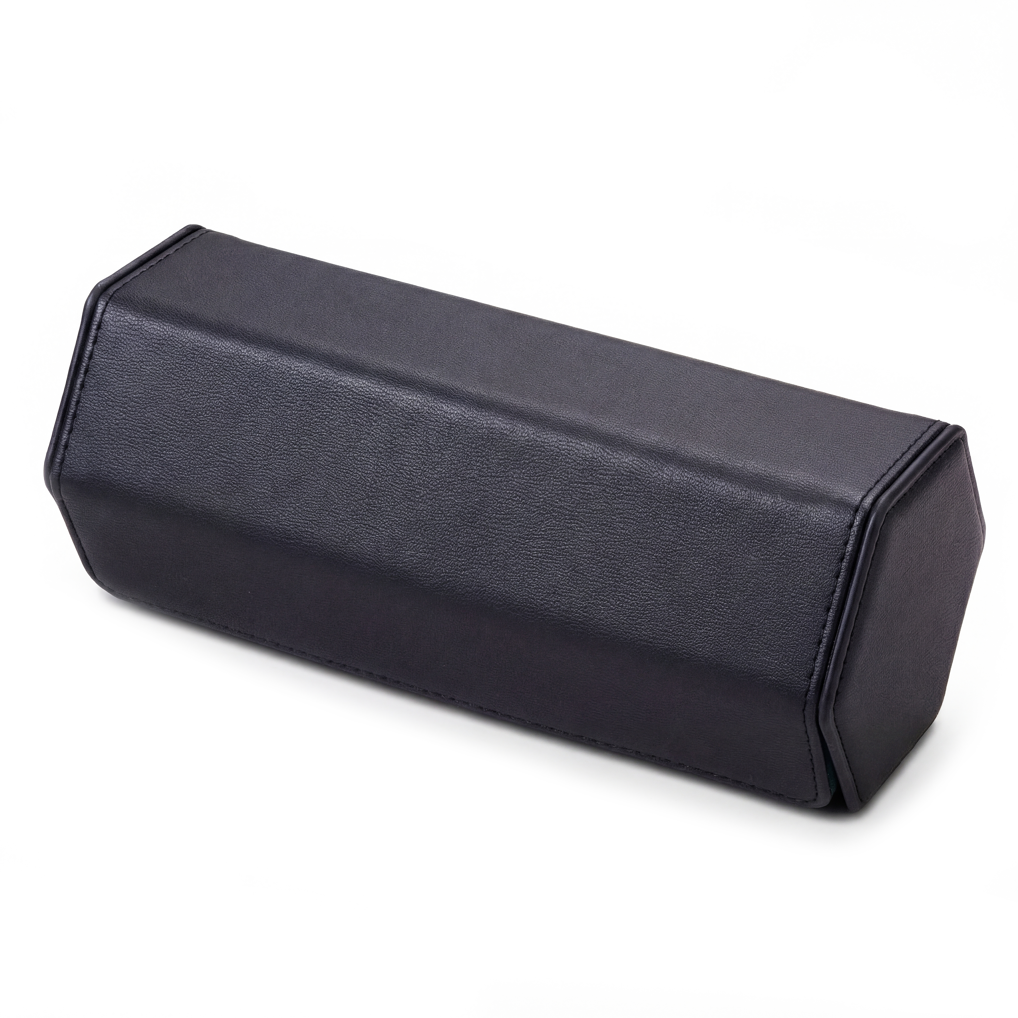 Hexa | Black & Green Faux Leather Hexagonal Watch Roll Case - 3 Watches